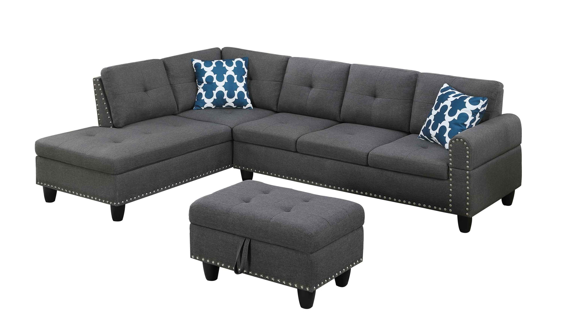Cup - holder Console - Featured Corner Sofa in Charcoal - Dark Gray