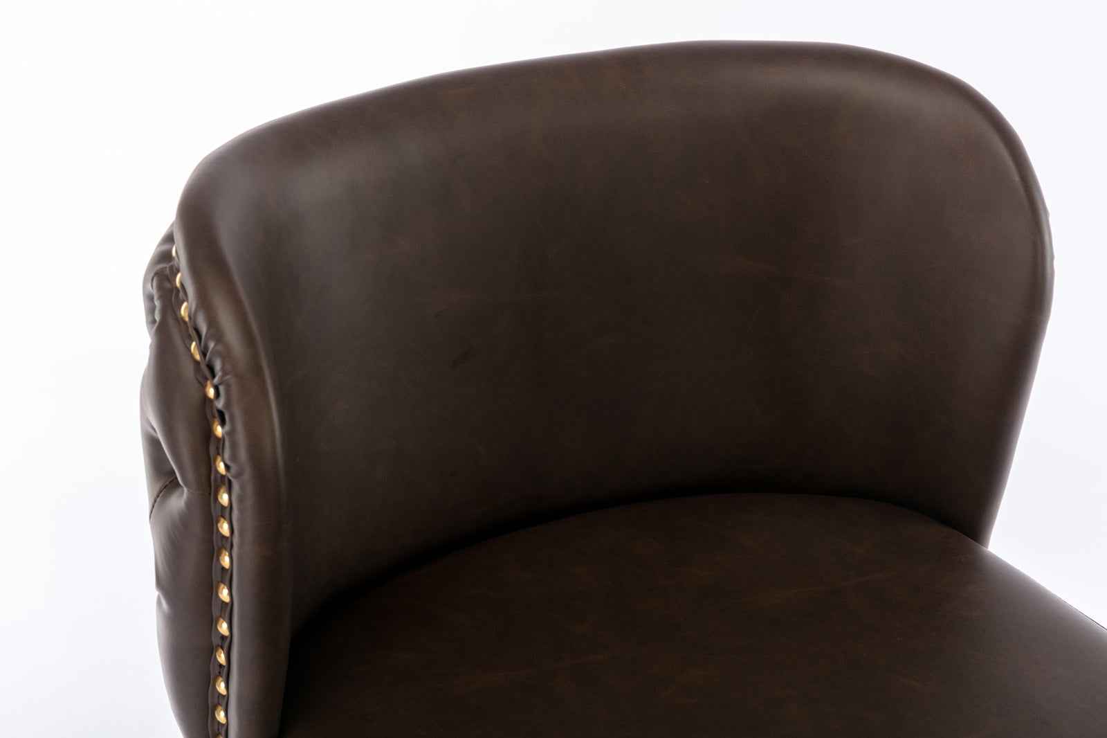 A&A Furniture,Swivel Barstools Adjusatble Seat Height, Modern PU Upholstered Bar Stools with  the whole Back Tufted, for Home Pub and Kitchen Island（Brown, Set of 2）