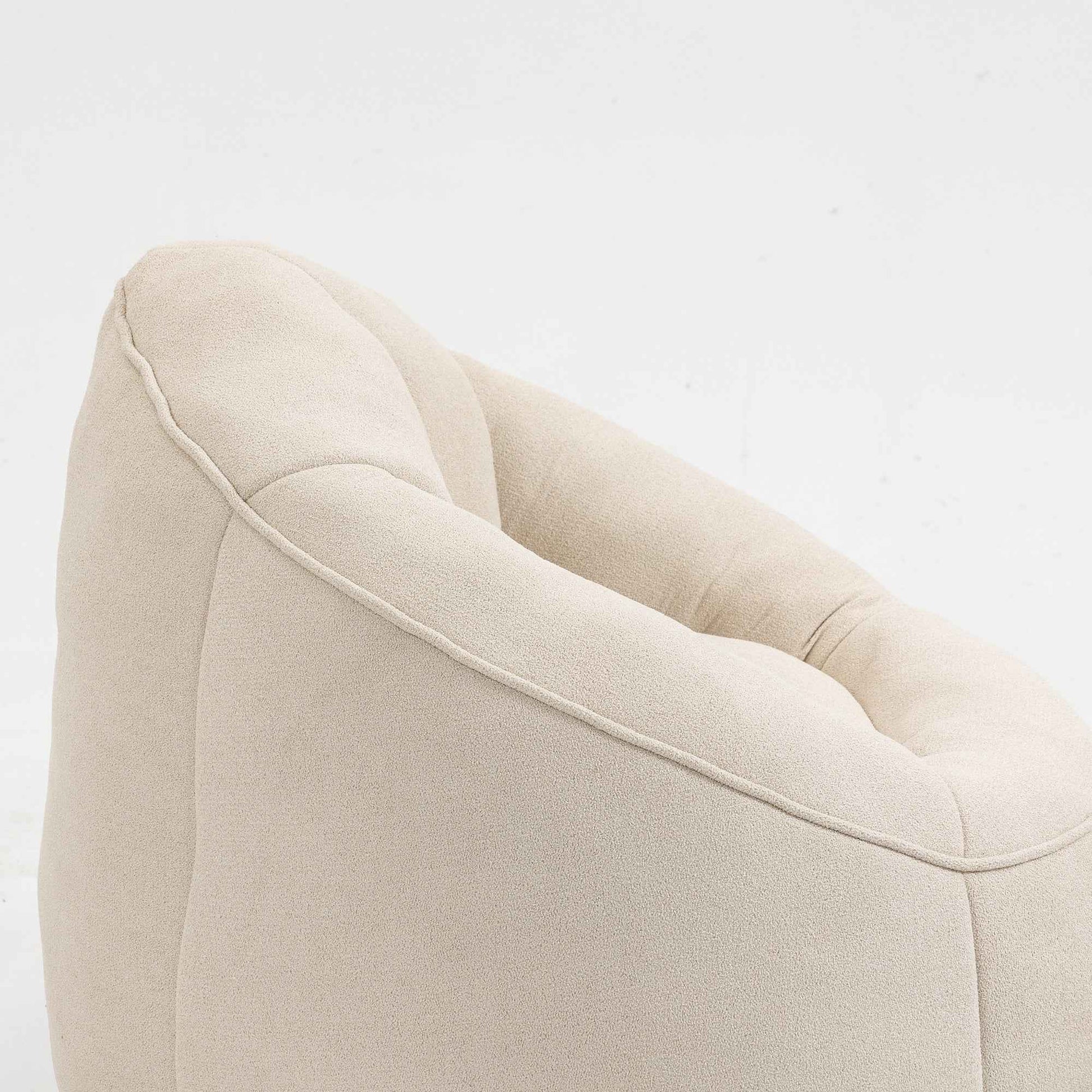 Bedding Bean Bag Sofa Chair with High-Pressure Foam and Footrest, Beige Microfiber