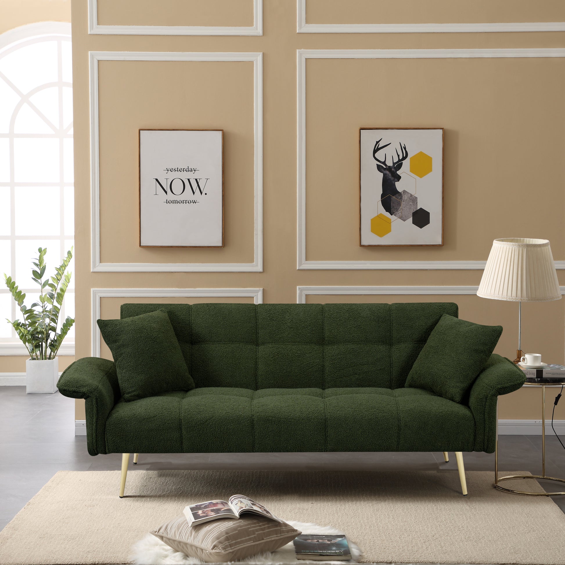 70.1 'futon sofa bed, convertible double sofa bed with folding armrests for living rooms and small Spaces - Abrihome