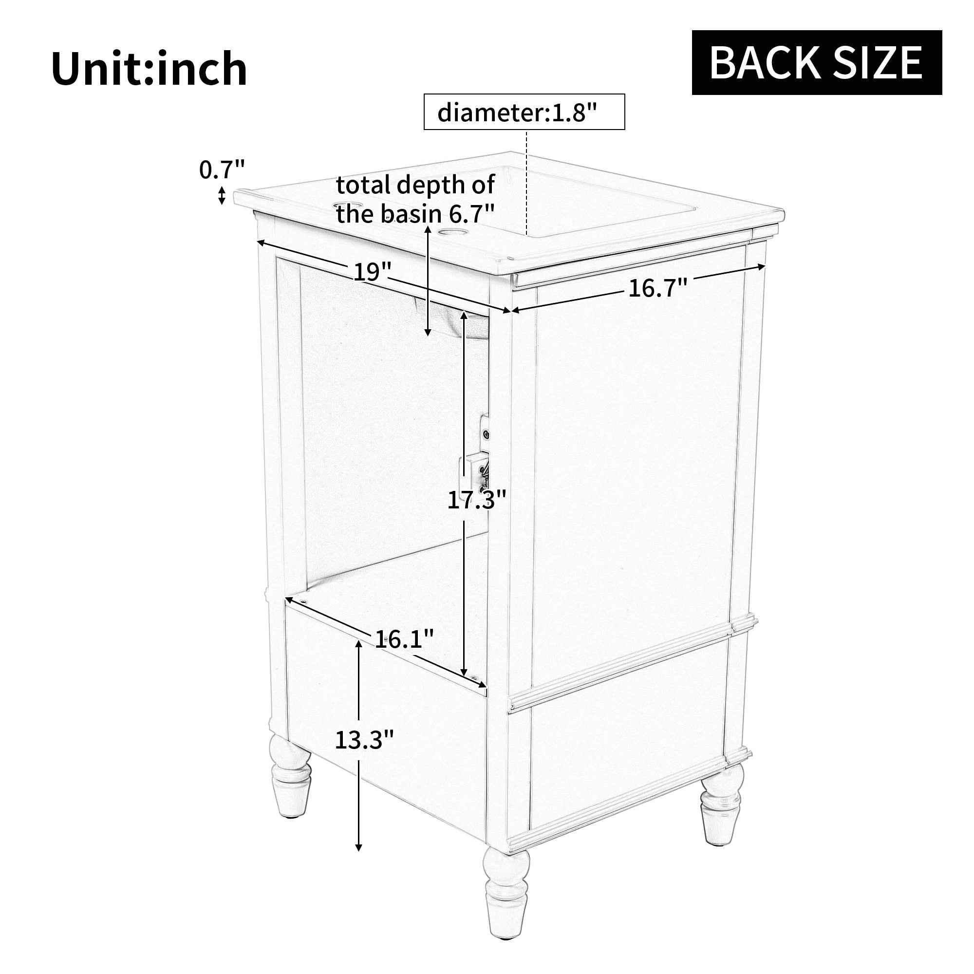 20' Bathroom Vanity with Sink, Bathroom Cabinet with Two Doors, Magnetic Door Stopper and  Adiustable Foot Pads, A Drawer, Black