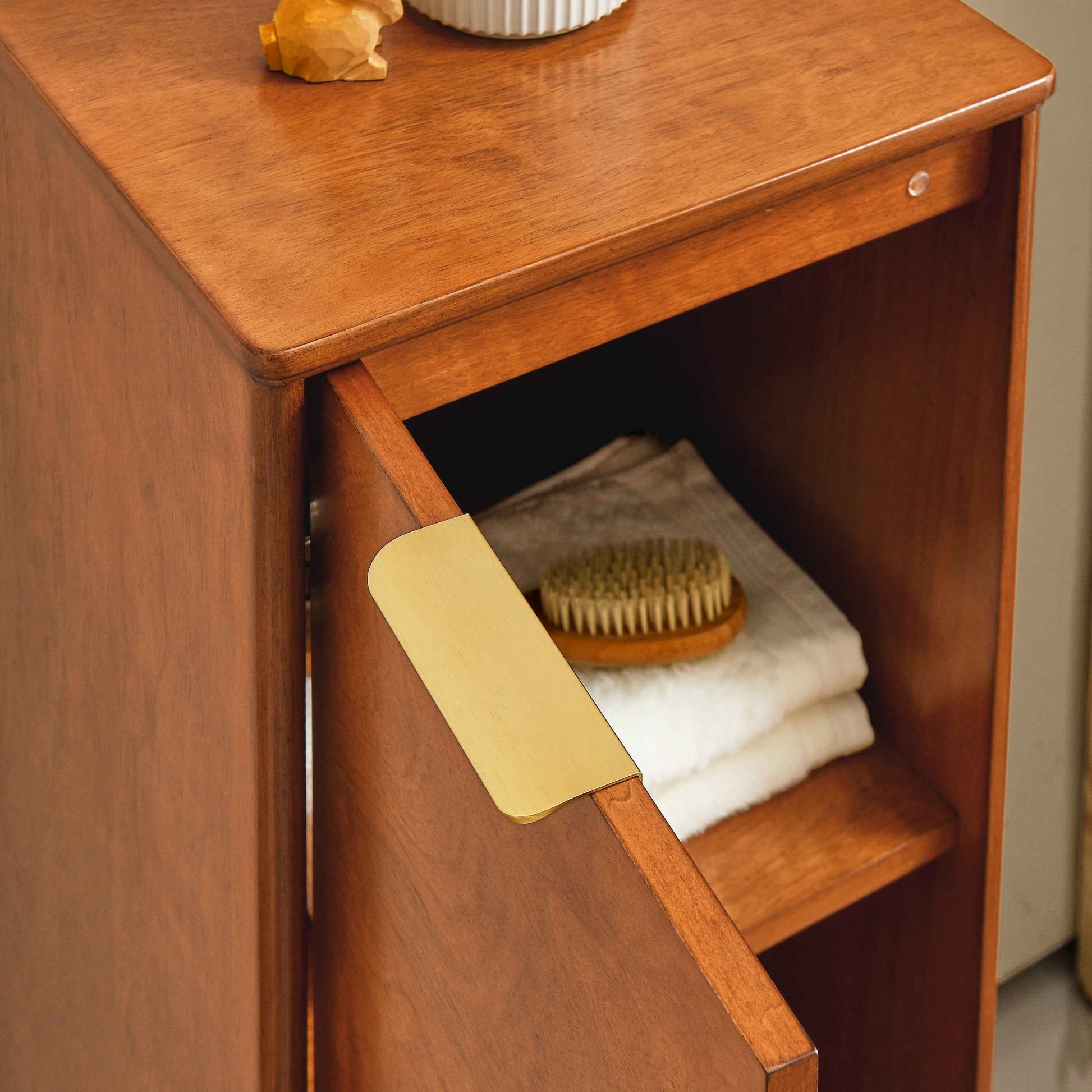Modern Bathroom Floor Cabinet &Linen cabinet with Adjustable Shelves,Antique Brass(14.5'×12.6'×35.7')