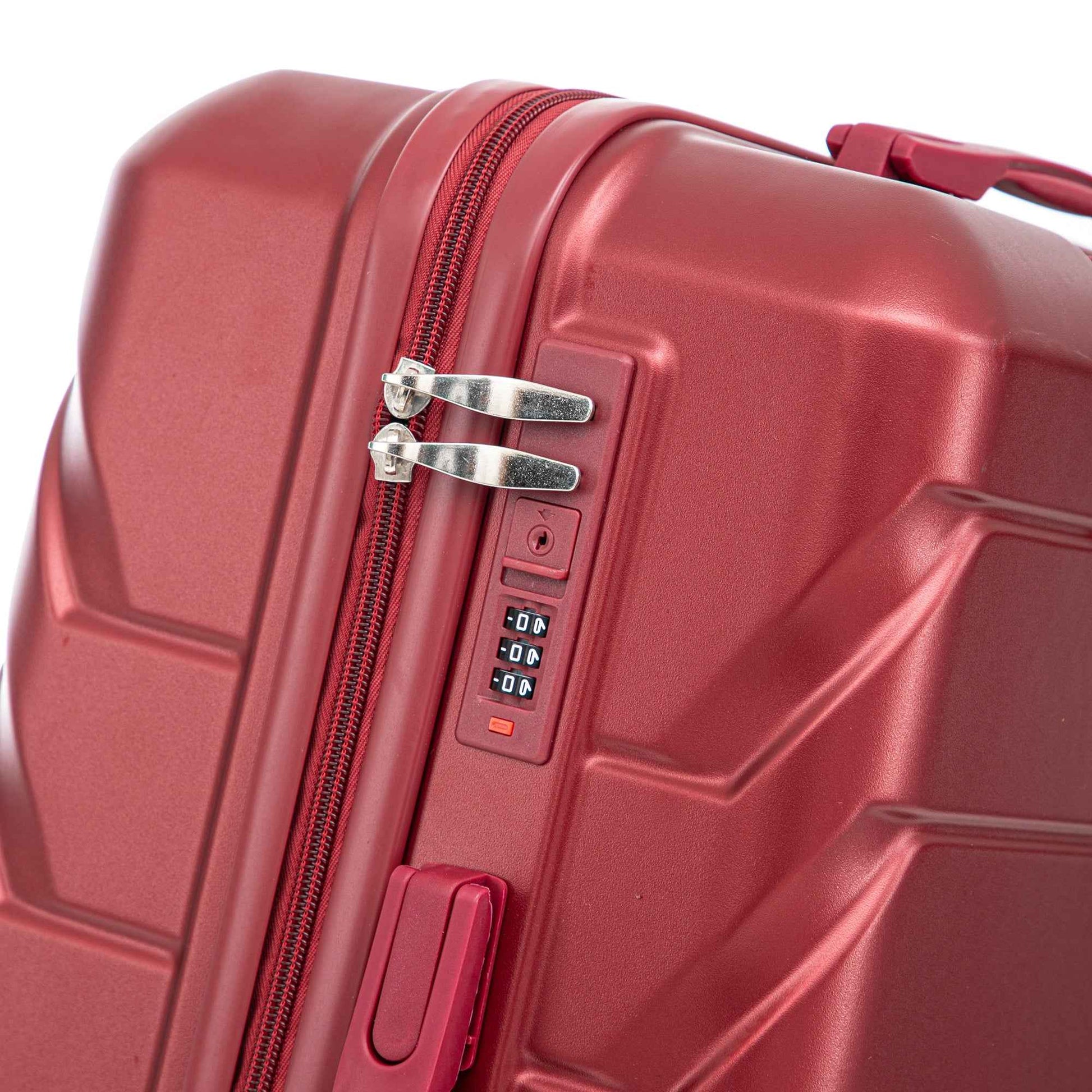 Set 3PCs 20'/24'/28' ABS Spinner Wheel Luggage, Matching Color, with Combination Lock - Wine Red
