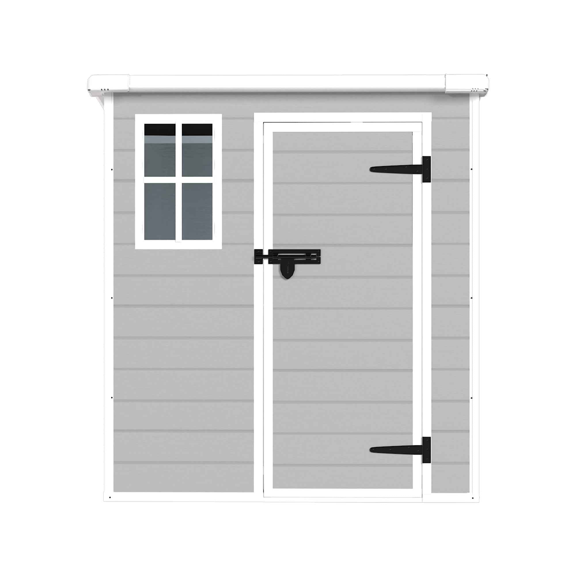 6x6 FT Storage Shed, Waterproof Resin Outdoor Storage Shed with Floor & Window &  Lockable Doors and  Vents, Tool Shed for Bike, Garden, Backyard,Lawn, All Weather Use, Light Grey