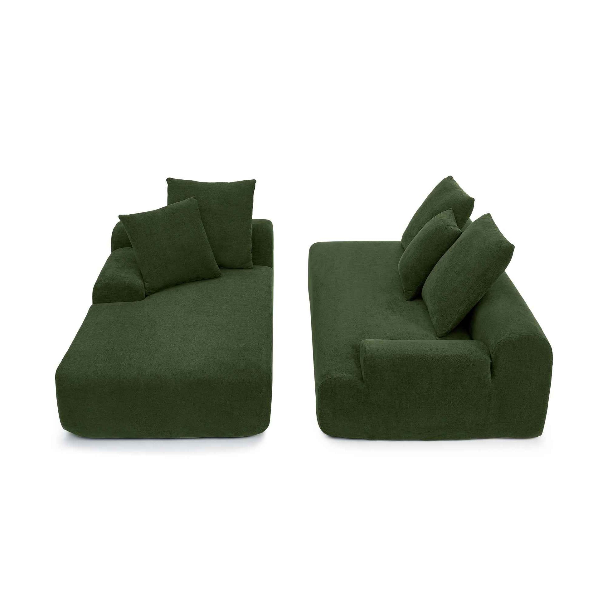 110.25x67'' Modern Upholstered L-Shape Sectional Sofa Couch, Modular Compressed Sofa with Free Combination for Living Room Bedroom, Melange Velvet, Green