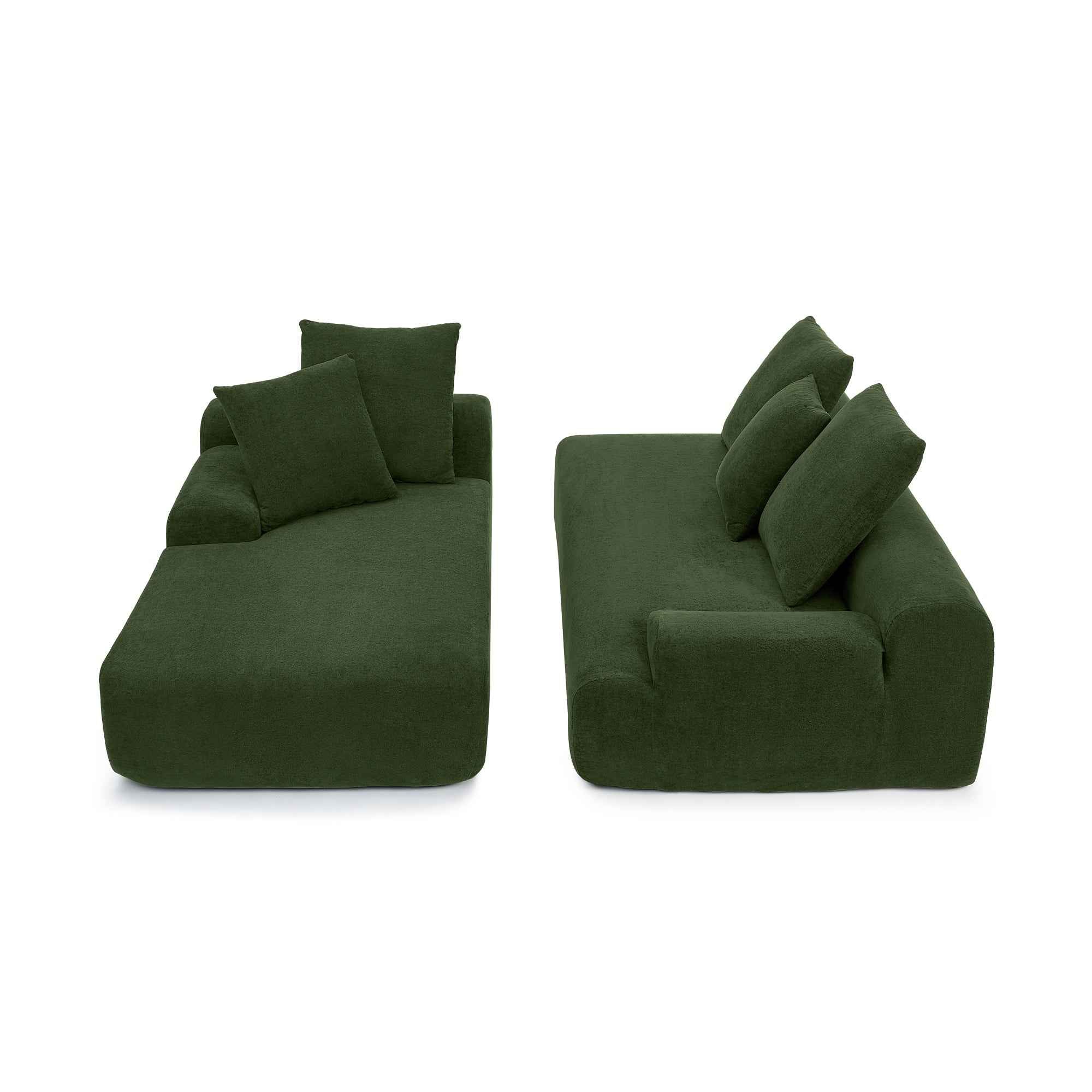 110.25x67'' Modern Upholstered L-Shape Sectional Sofa Couch, Modular Compressed Sofa with Free Combination for Living Room Bedroom, Melange Velvet, Green