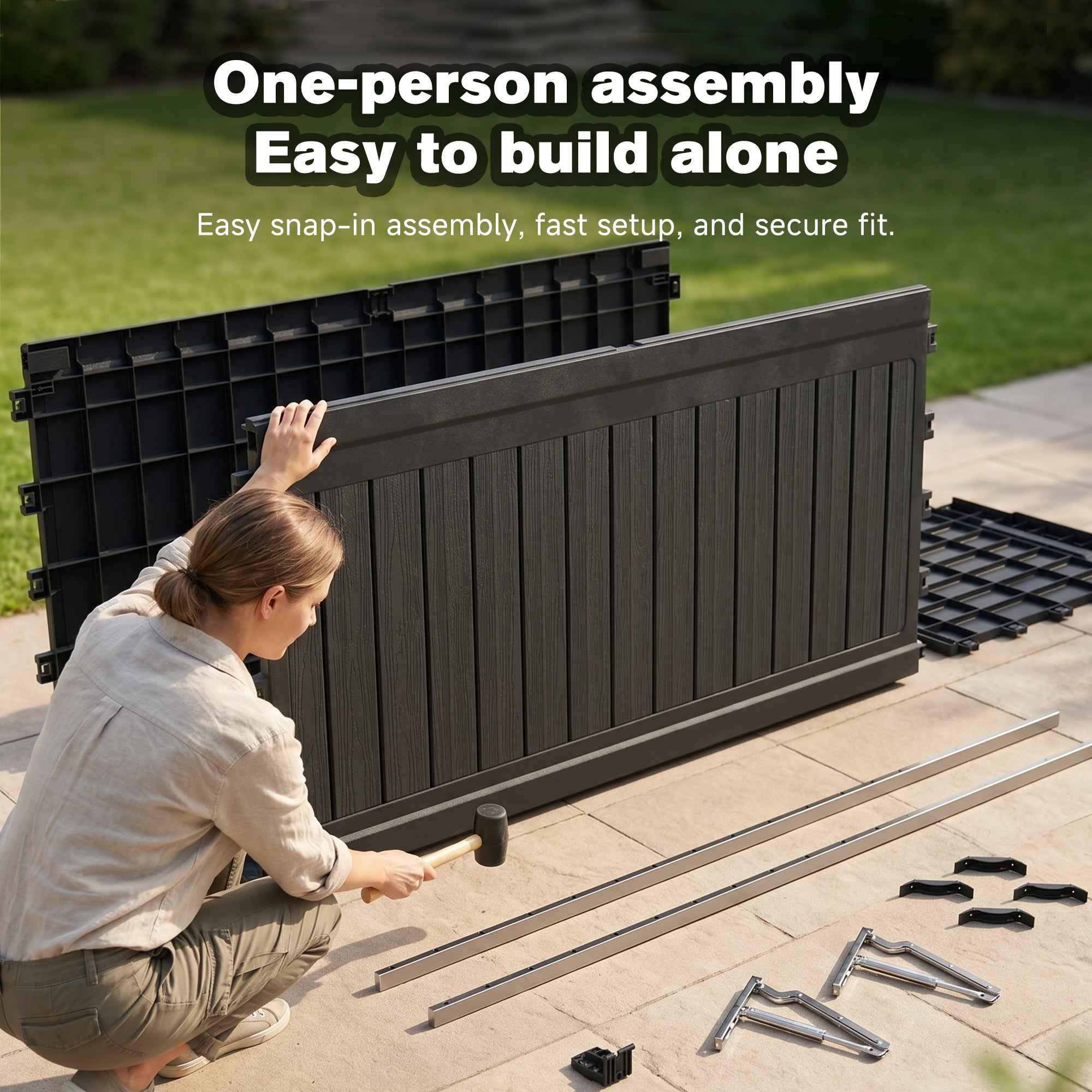 260 Gallon Large Outdoor Storage XXL Deck Box for Patio Furniture, Outdoor Cushions, Garden Tools and Sports/Pools Equipment, Waterproof Resin, Lockable, Black