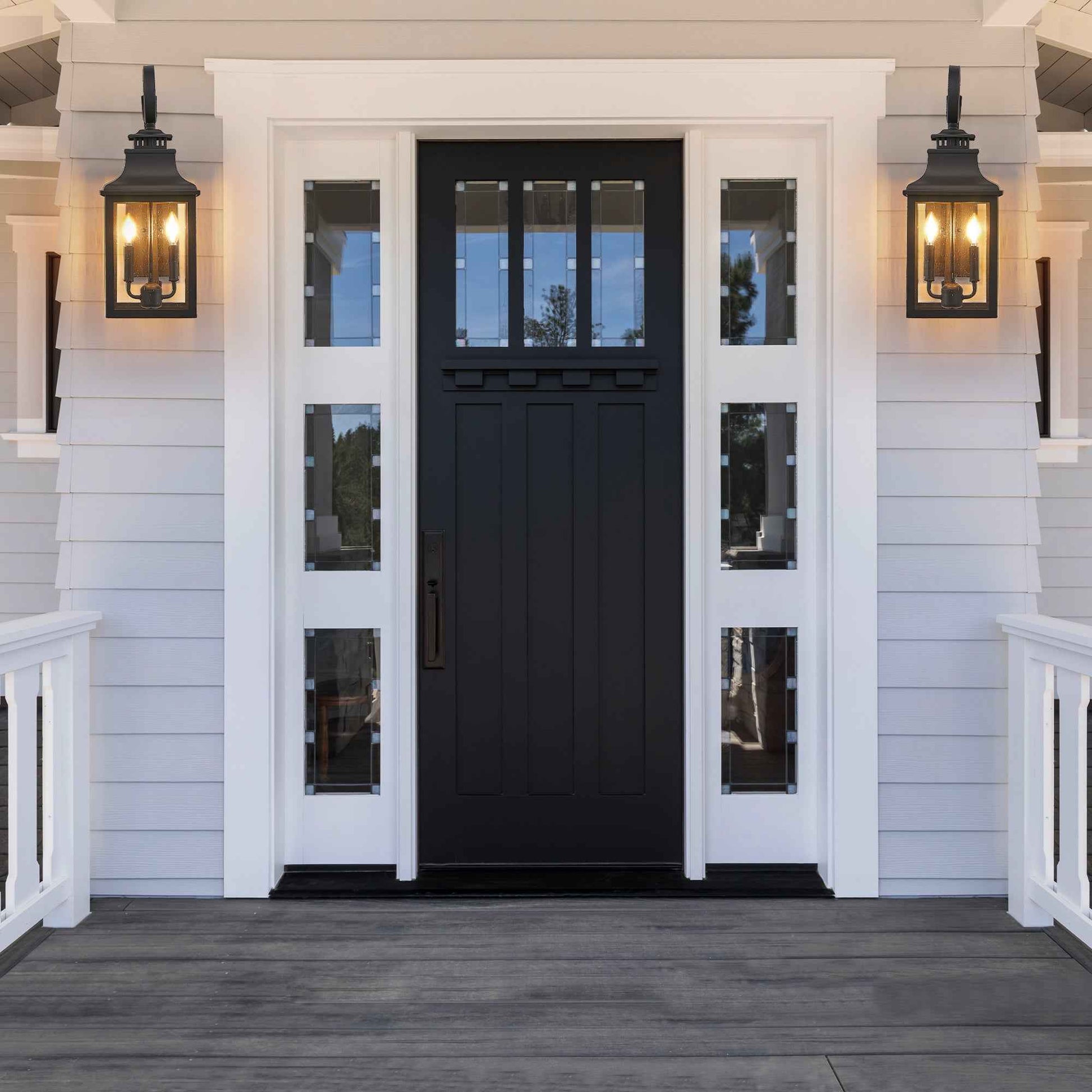 23'(H) 1-Pack Outdoor Wall Lantern Light – Vintage Black Metal Sconce with Clear Seeded Glass for Porch, Patio, and Garden (Bulb Not Included)