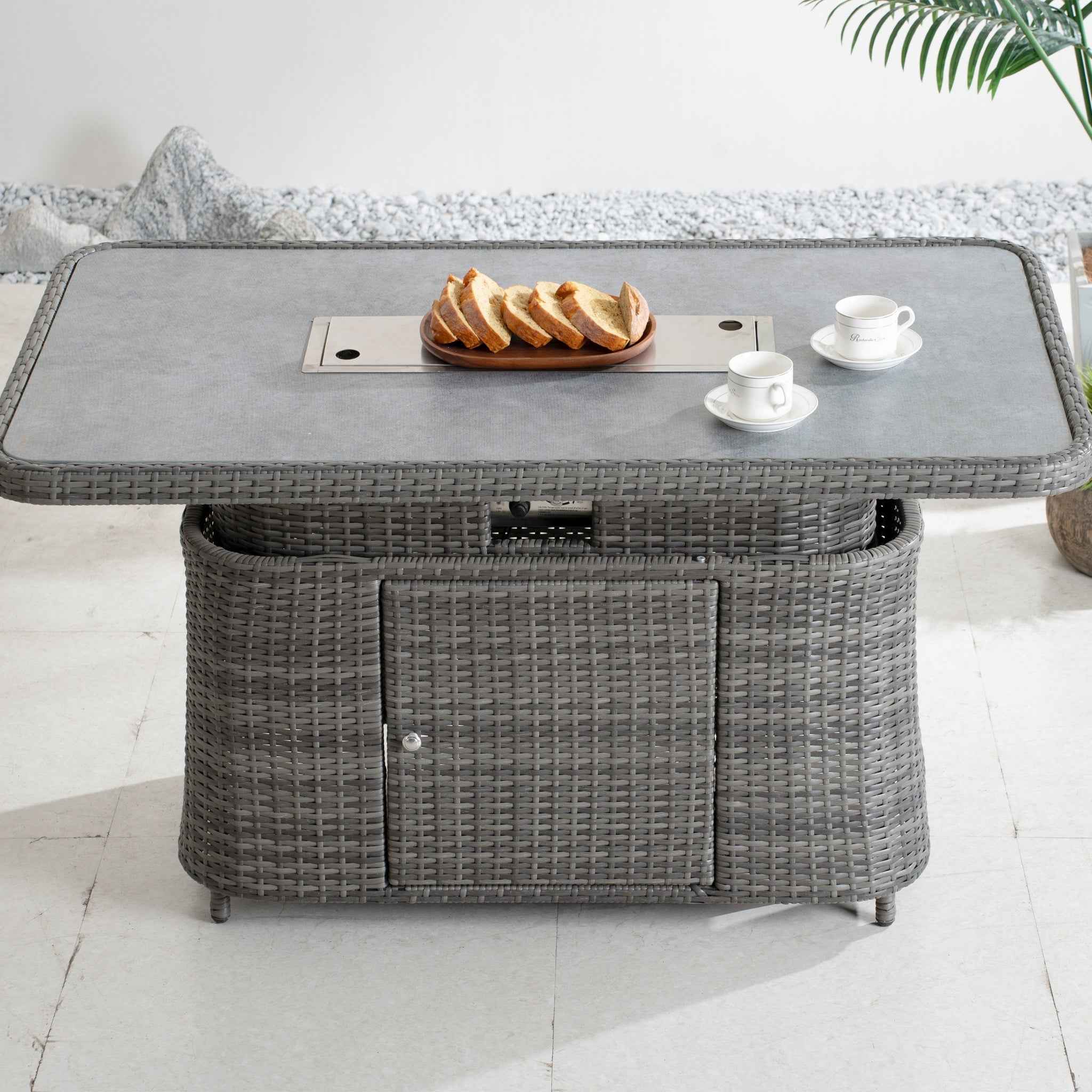 Aluminum Adjustable Fire Pit Table with Tempered Glass Top (PAG-2403RT)