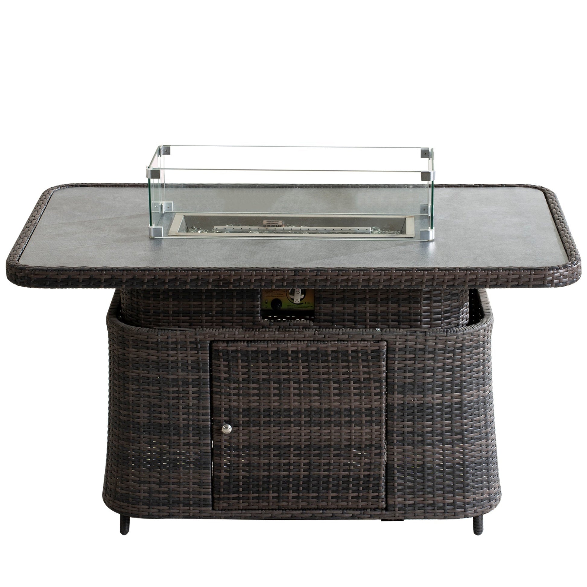 Aluminum Adjustable Fire Pit Table with Tempered Glass Top (PAG - 2403RT) - Direct Wicker
