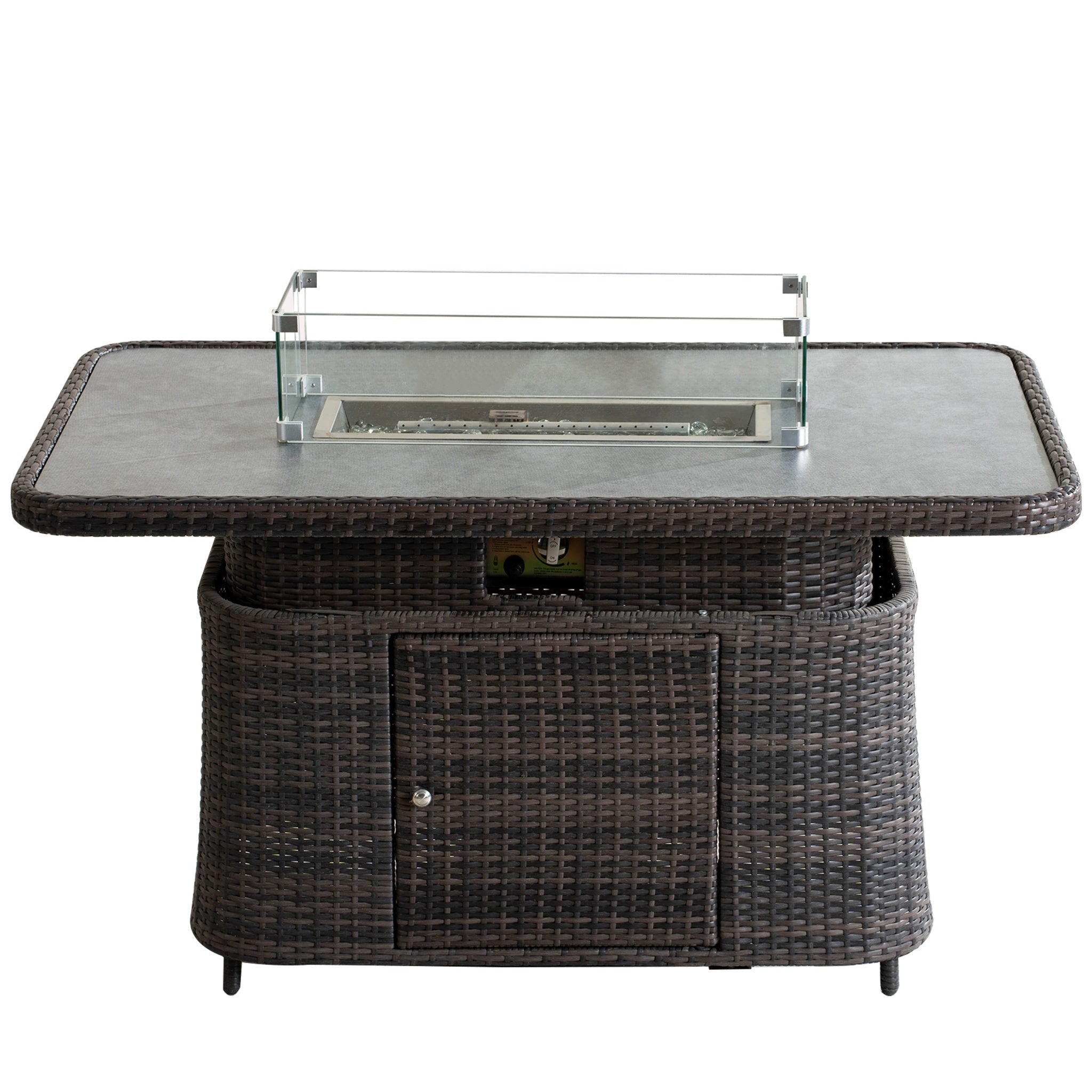 Aluminum Adjustable Fire Pit Table with Tempered Glass Top (PAG - 2403RT) - Direct Wicker