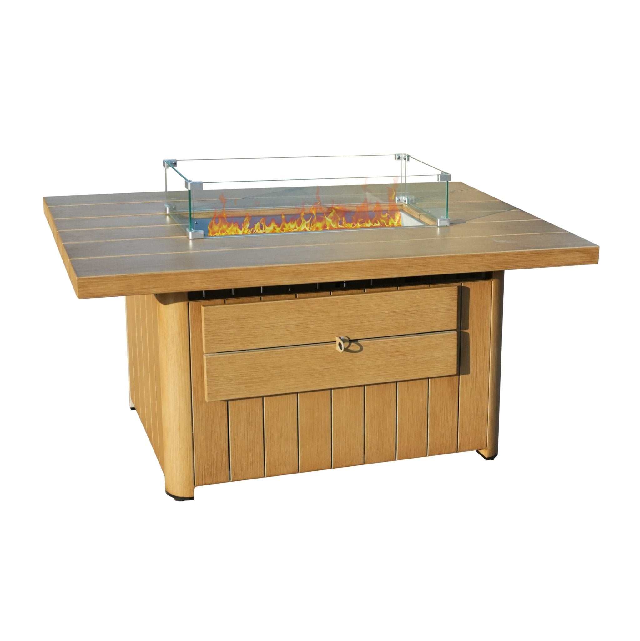 Aluminum Tube Rectangular Firepit Table (PAG - 2334TA) - Direct Wicker