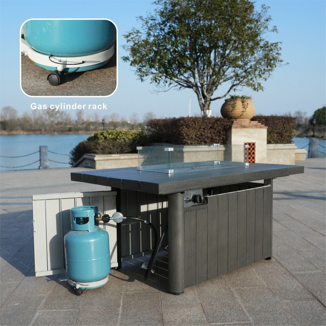 Aluminum Tube Rectangular Firepit Table (PAG - 2334TA) - Direct Wicker