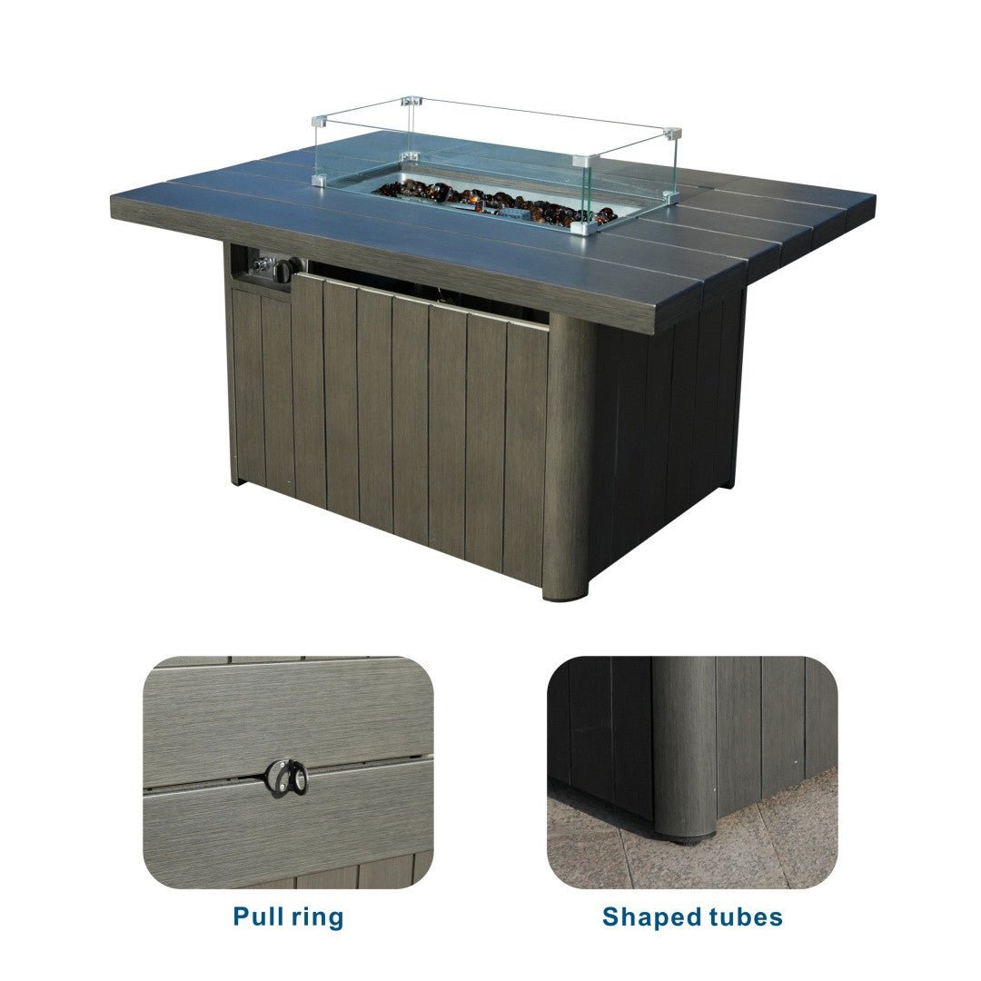 Aluminum Tube Rectangular Firepit Table (PAG - 2334TA) - Direct Wicker
