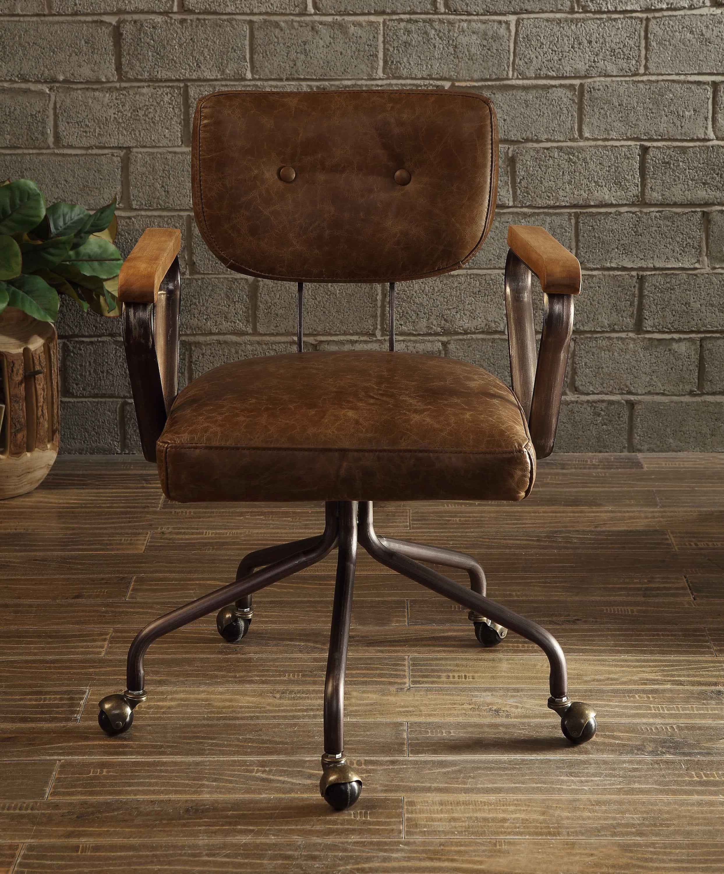 Hallie Vintage Whiskey Top Grain Leather Office Chair