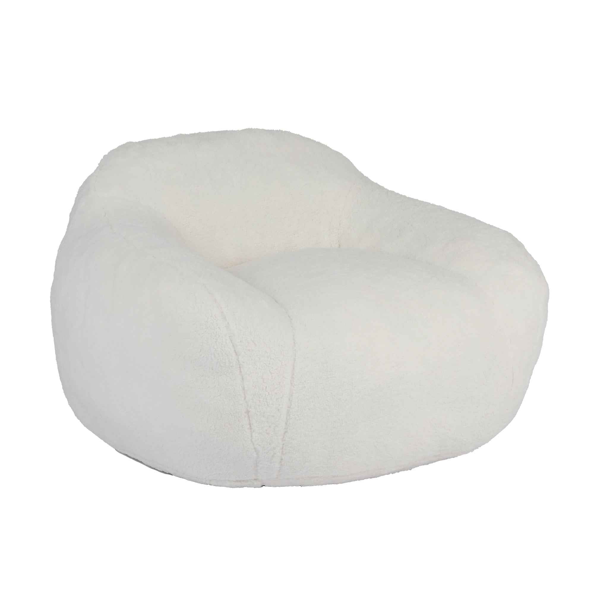 Giant Bean Bag Chair for Adults, Spacious Memory Foam Bean Bag Sofa with Armrests in Off White Teddy Fabric, Comfy Seating for Living Room or Bedroom