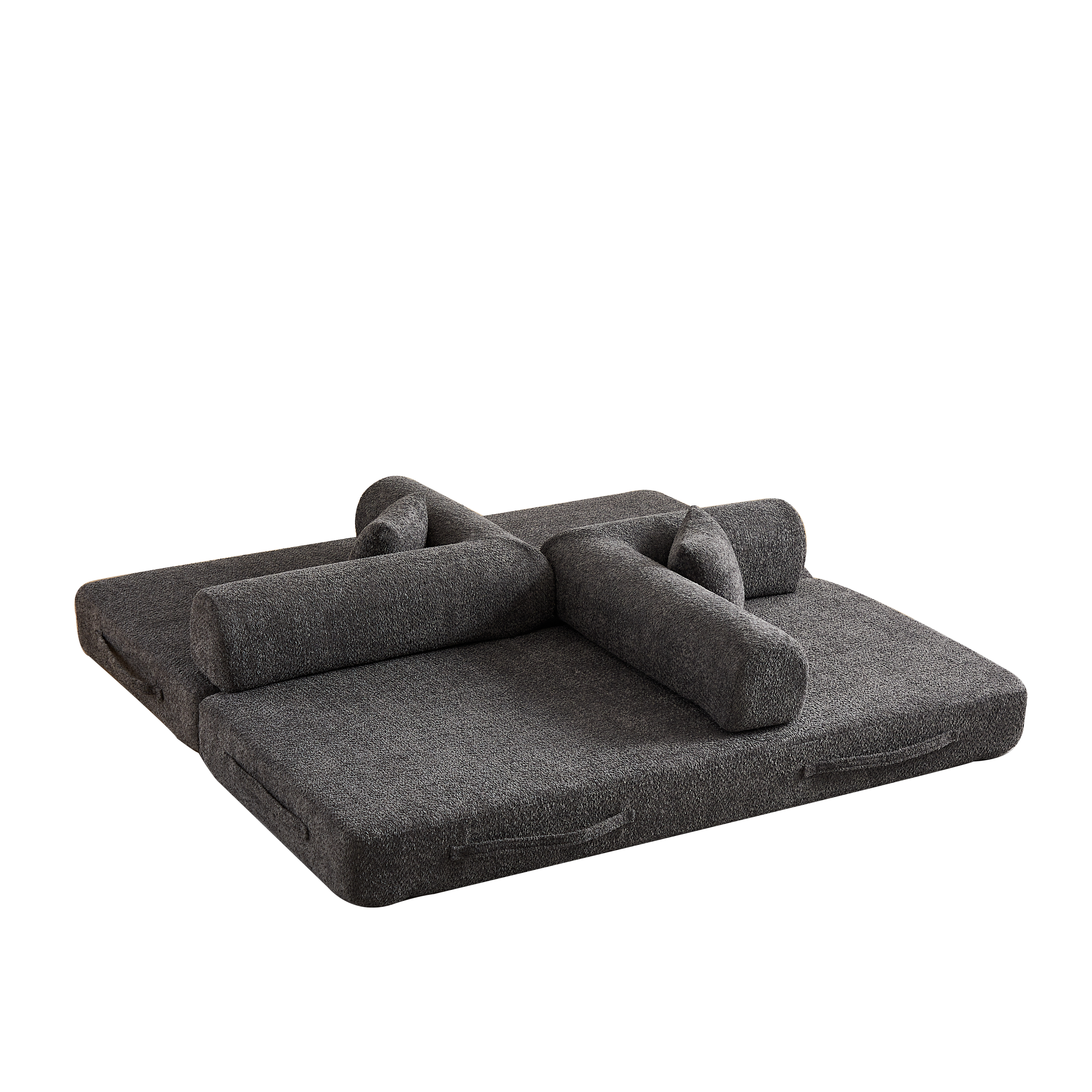 78.7-Inch Convertible Sleeper Sofa Bed with Cylindrical Pillow, Chenille Folding Mattress Couch with ,Folding Sofa Bed with Side Pocket, Floor Sofa Lounge Couch for Living Room Bedroom Lounge Studio