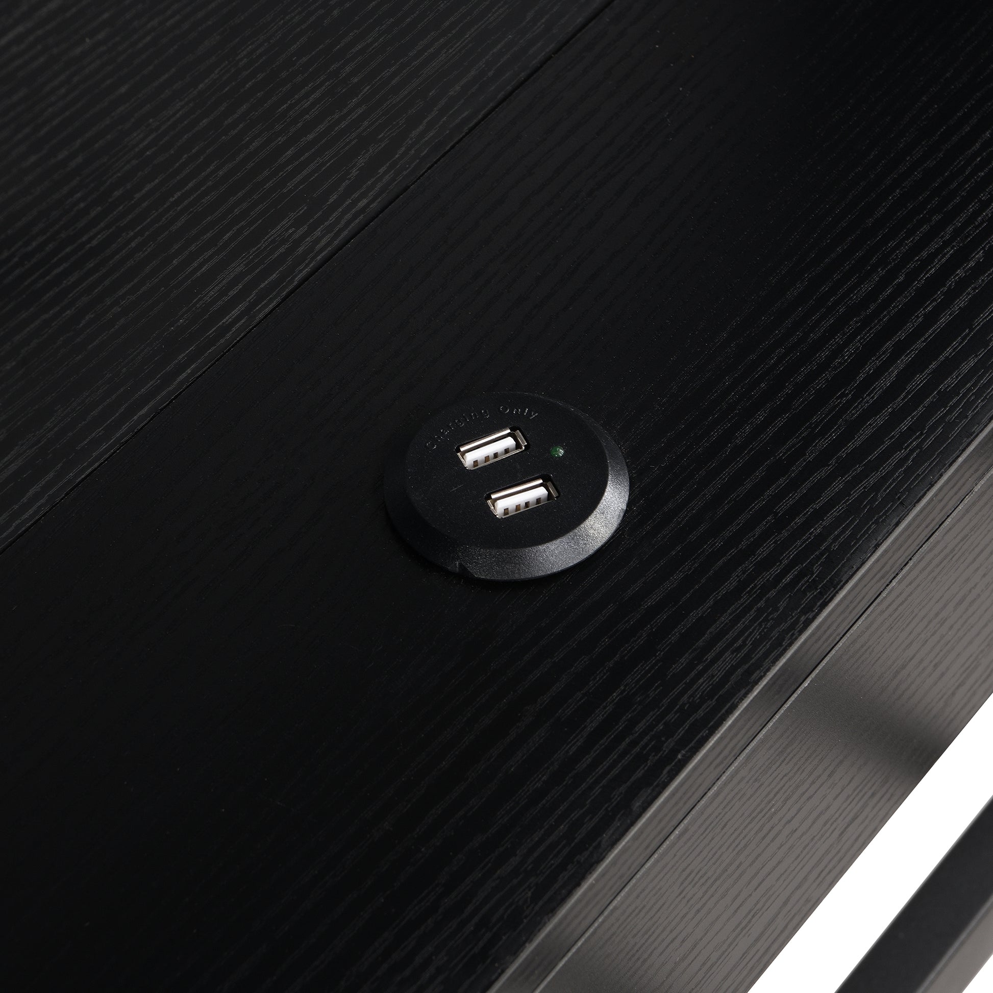 Metal Twin Size Daybed with Twin Size Trundle, Storage Shelves and USB Ports, Black - Abrihome