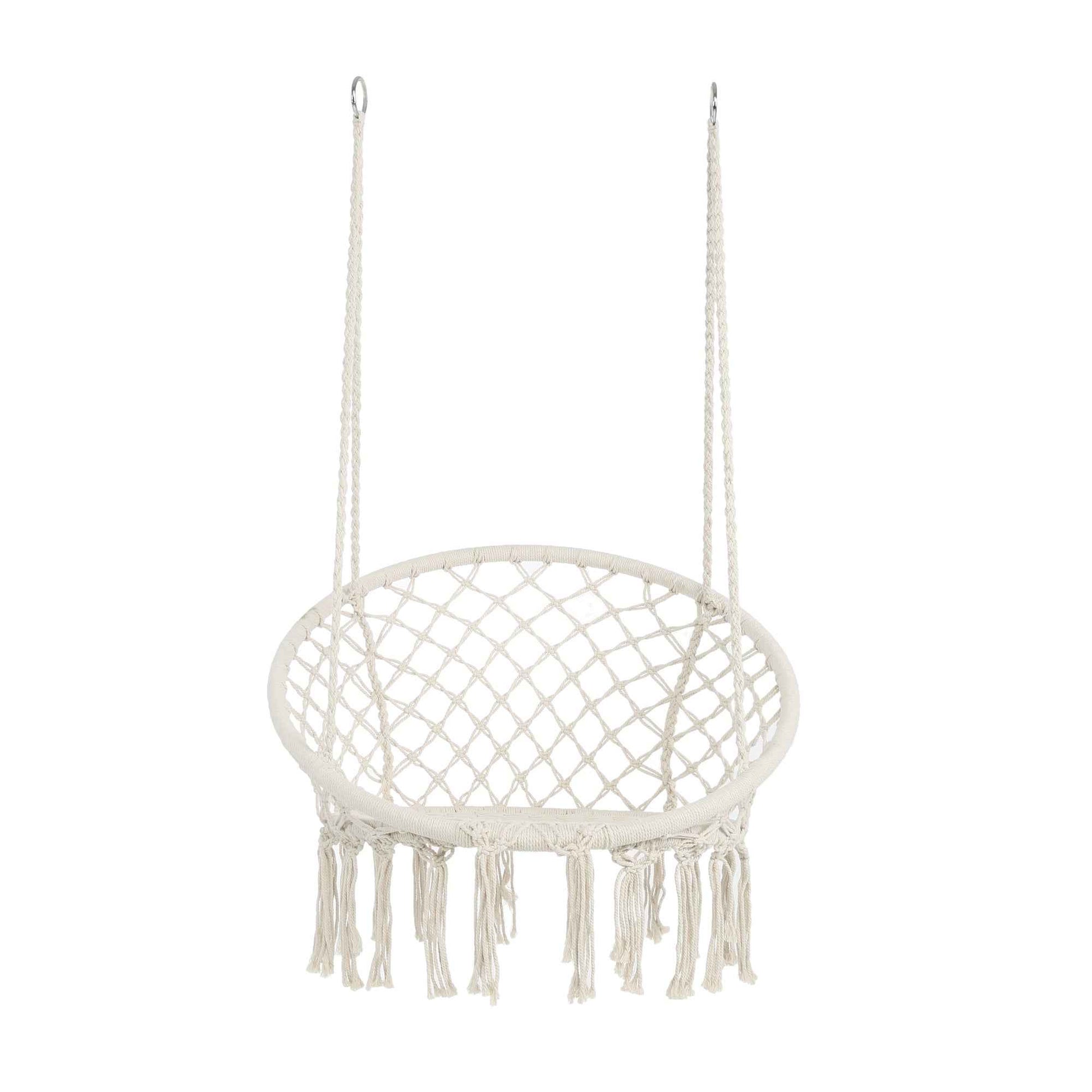 Macrame Hanging Hammock Chair, Cotton Rope Swing for Indoor and Outdoor Use, 330 lbs Capacity