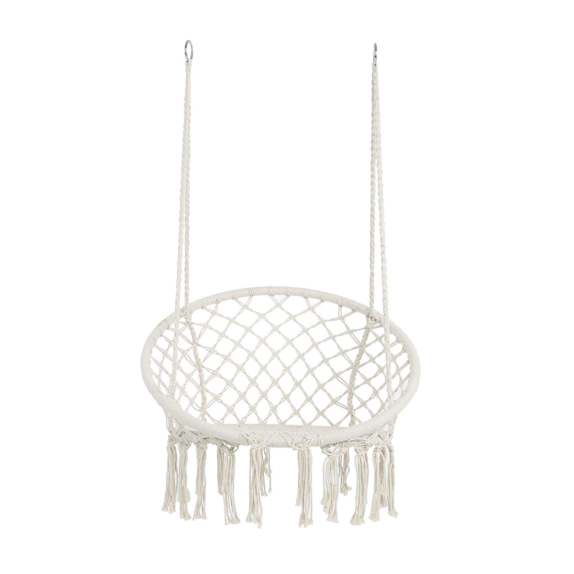 Macrame Hanging Hammock Chair, Cotton Rope Swing for Indoor and Outdoor Use, 330 lbs Capacity