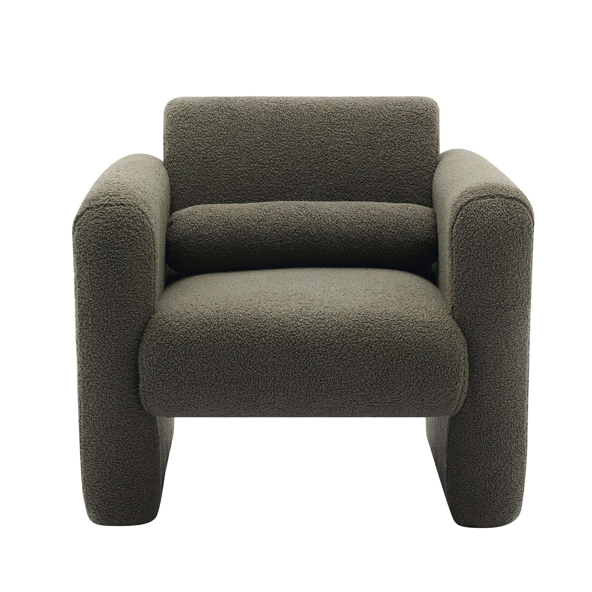 Modern Accent Chair Lambskin Sherpa Fabric Upholstered Comfy Reading Arm Chair Seaweed Green - Abrihome