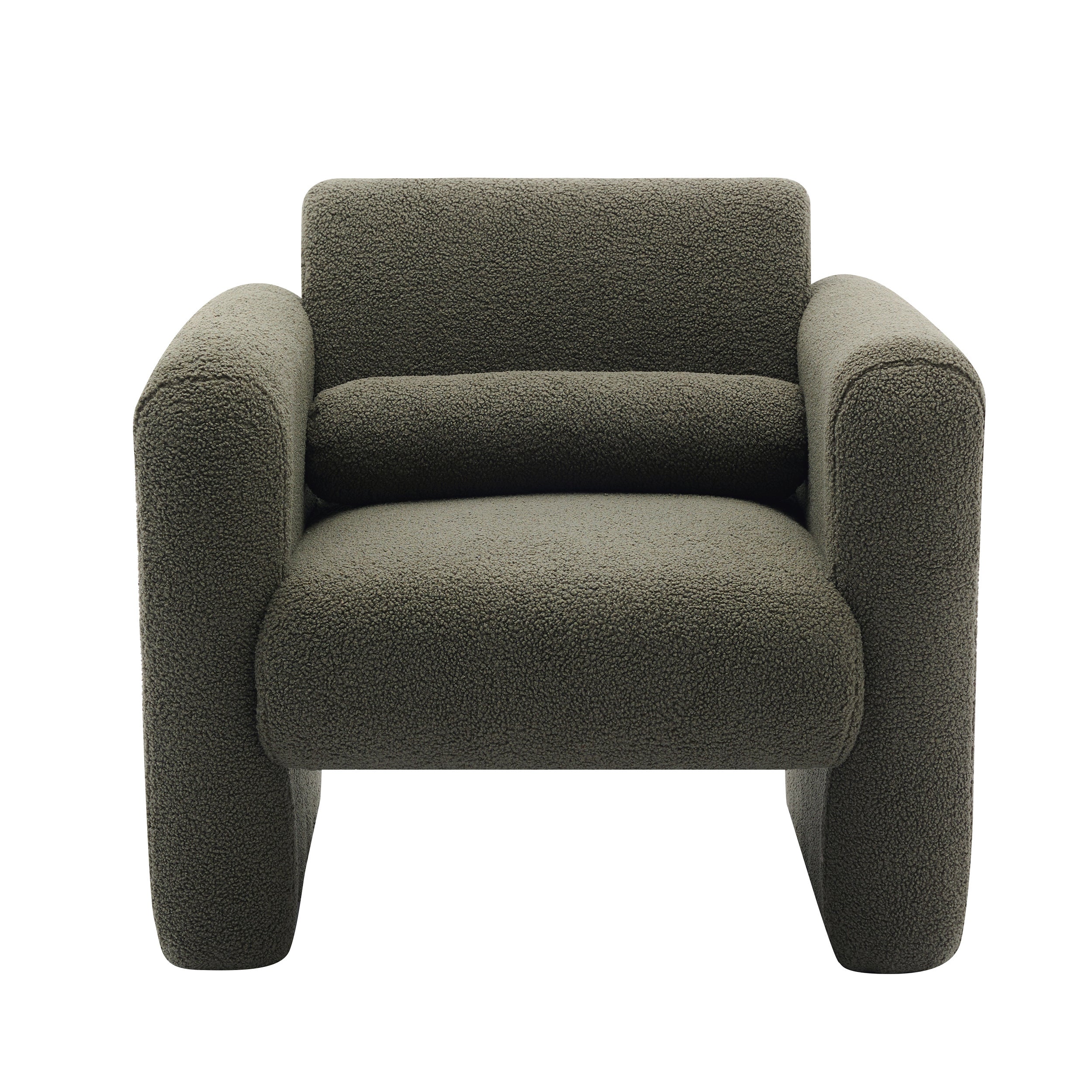 Modern Accent Chair Lambskin Sherpa Fabric Upholstered Comfy Reading Arm Chair Seaweed Green - Abrihome