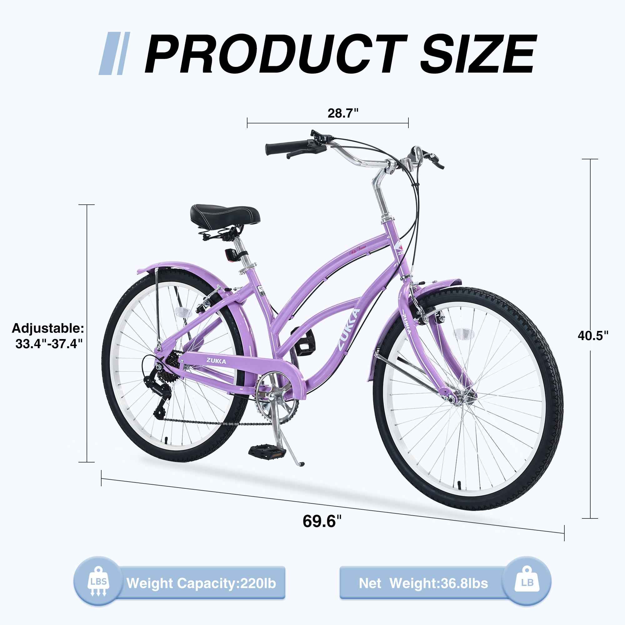 7 Speed Bicycles,  Multiple Colors 26'Inch  Beach Cruiser Bike