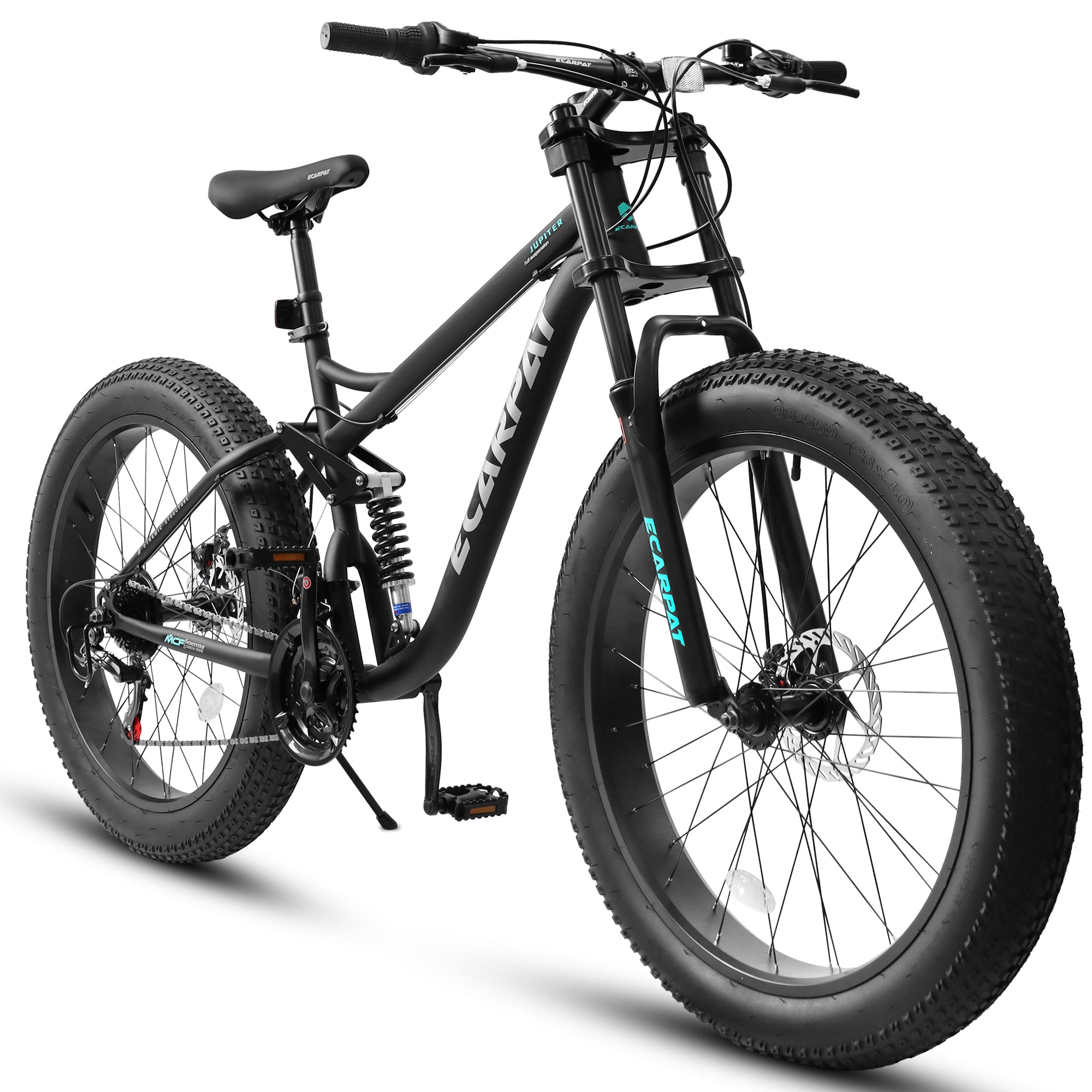 A26309  26 inch Mountain Bike,Full-Suspension 21 Speeds Drivetrain with Disc-Brake MTB Bicycle, 26*4" Fat tire Bike for Men or Women.