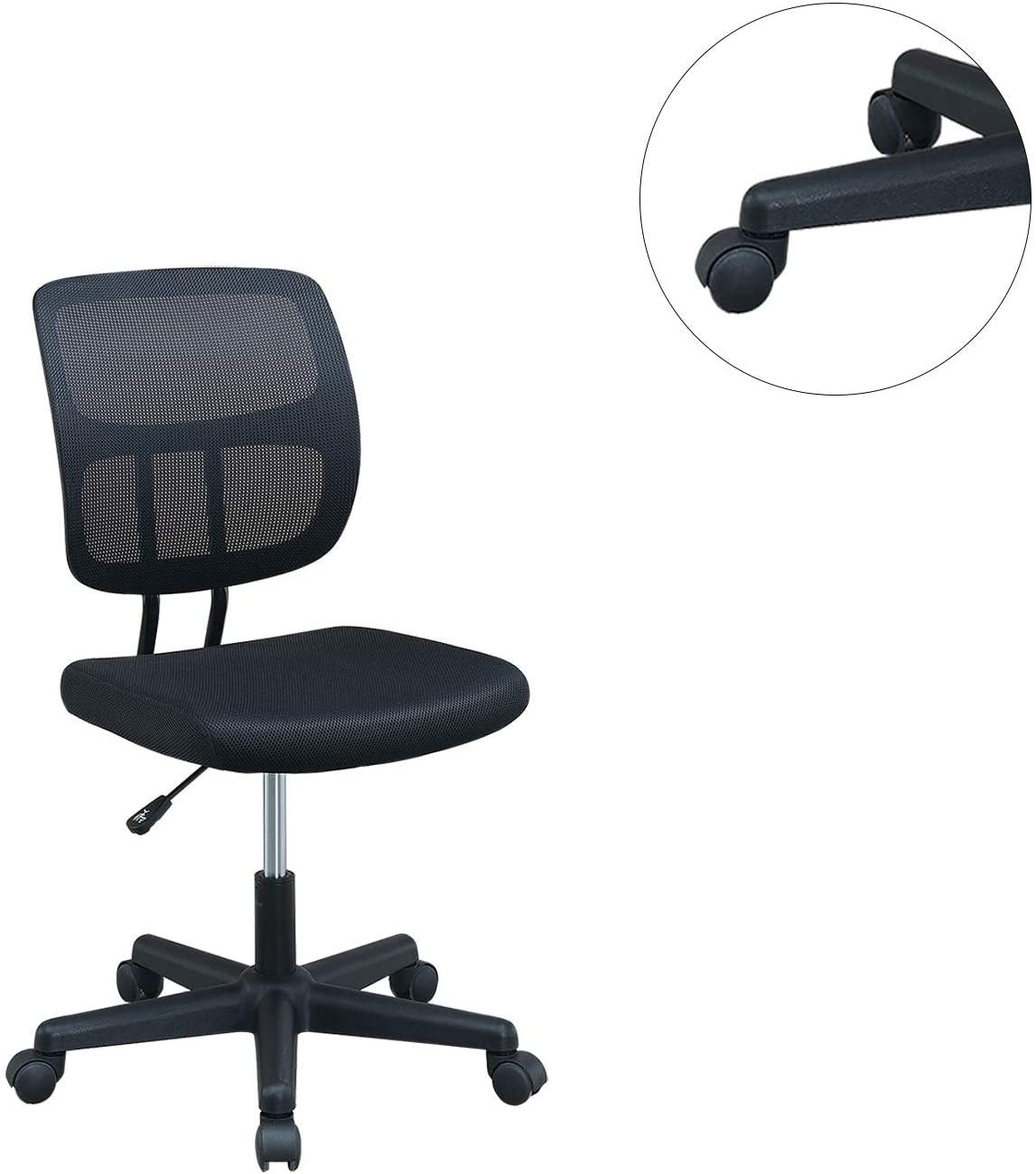 Elegant Design 1pc Office Chair Black Mesh Desk Chairs wheels Breathable Material Seats