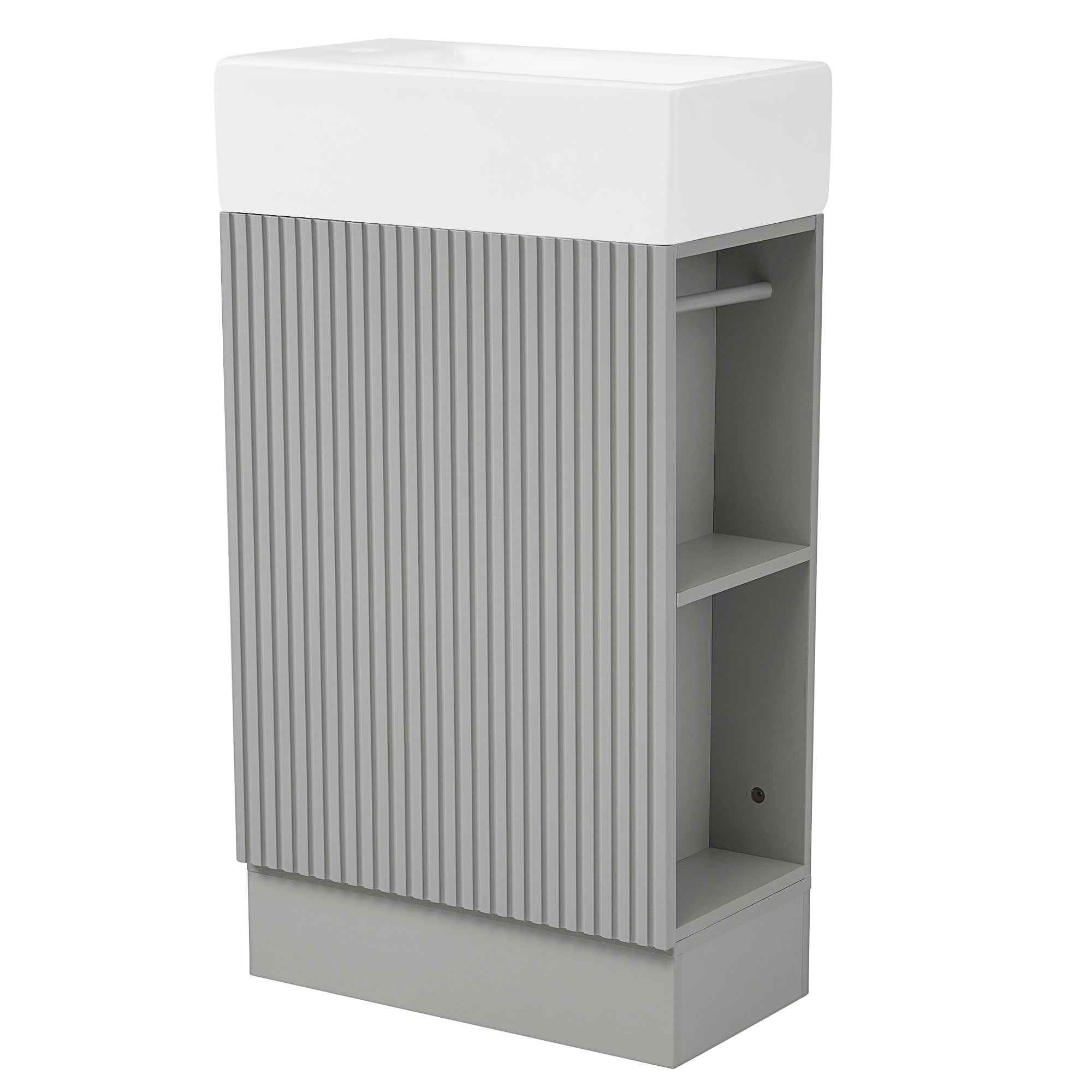 18.6' Bathroom Vanity with Sink, Bathroom Vanity Cabinet with Two-tier Shelf, Left or Right Orientation, Grey  (Old Sku:WF308491AAE)