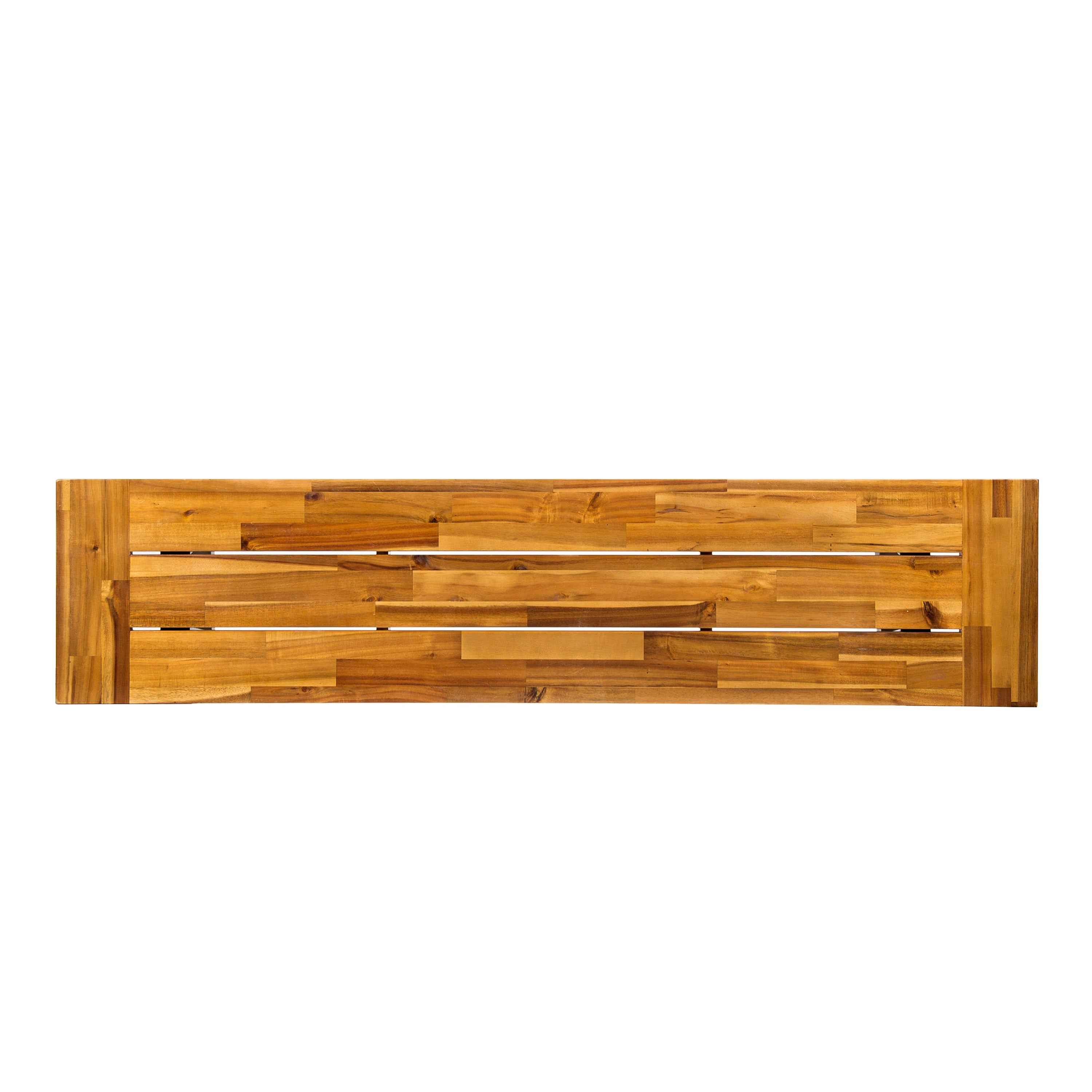 Acacia Wood Outdoor Dining Bench, Patio Backless Bench