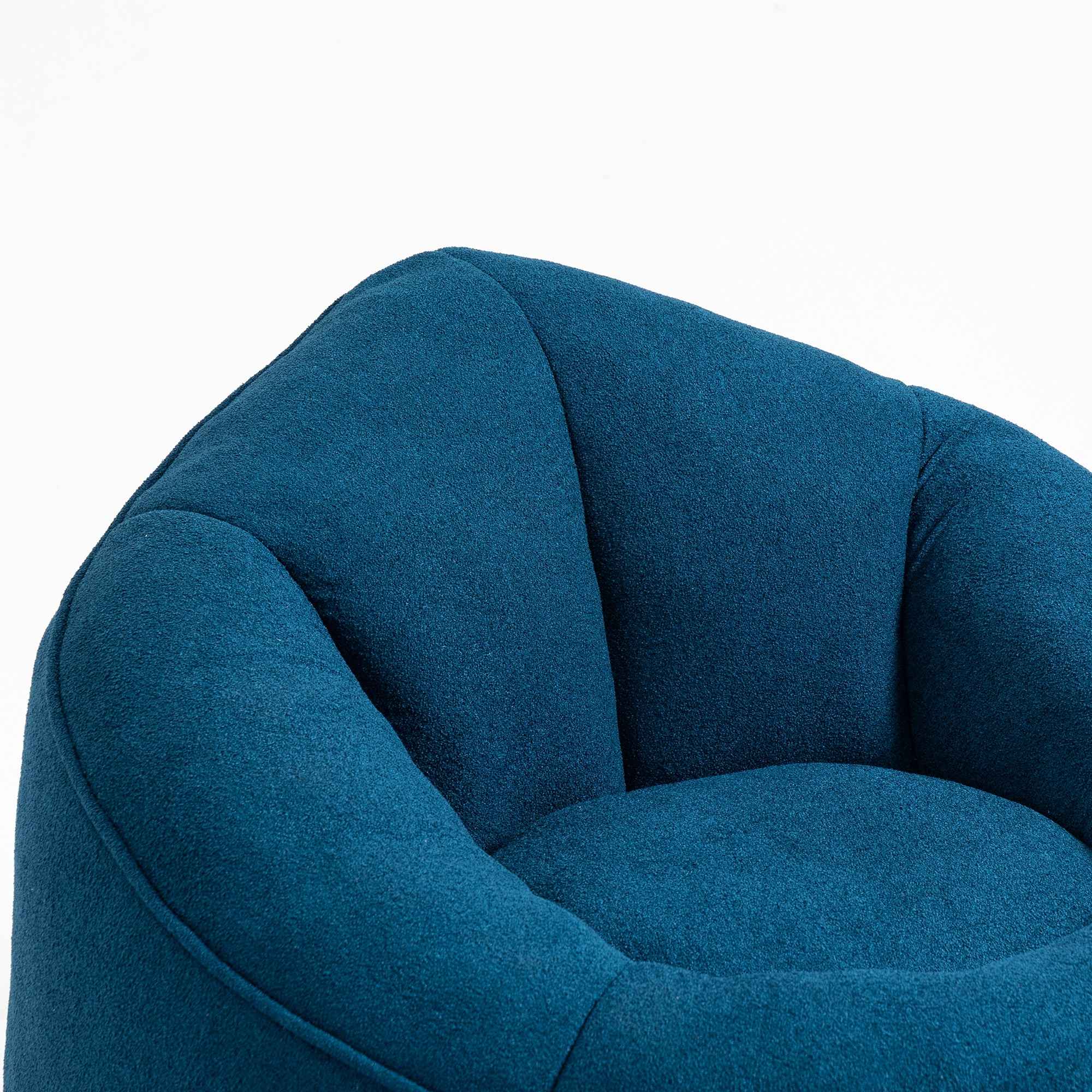 Bedding Bean Bag Sofa Chair with High-Pressure Foam and Footrest, Blue Microfiber