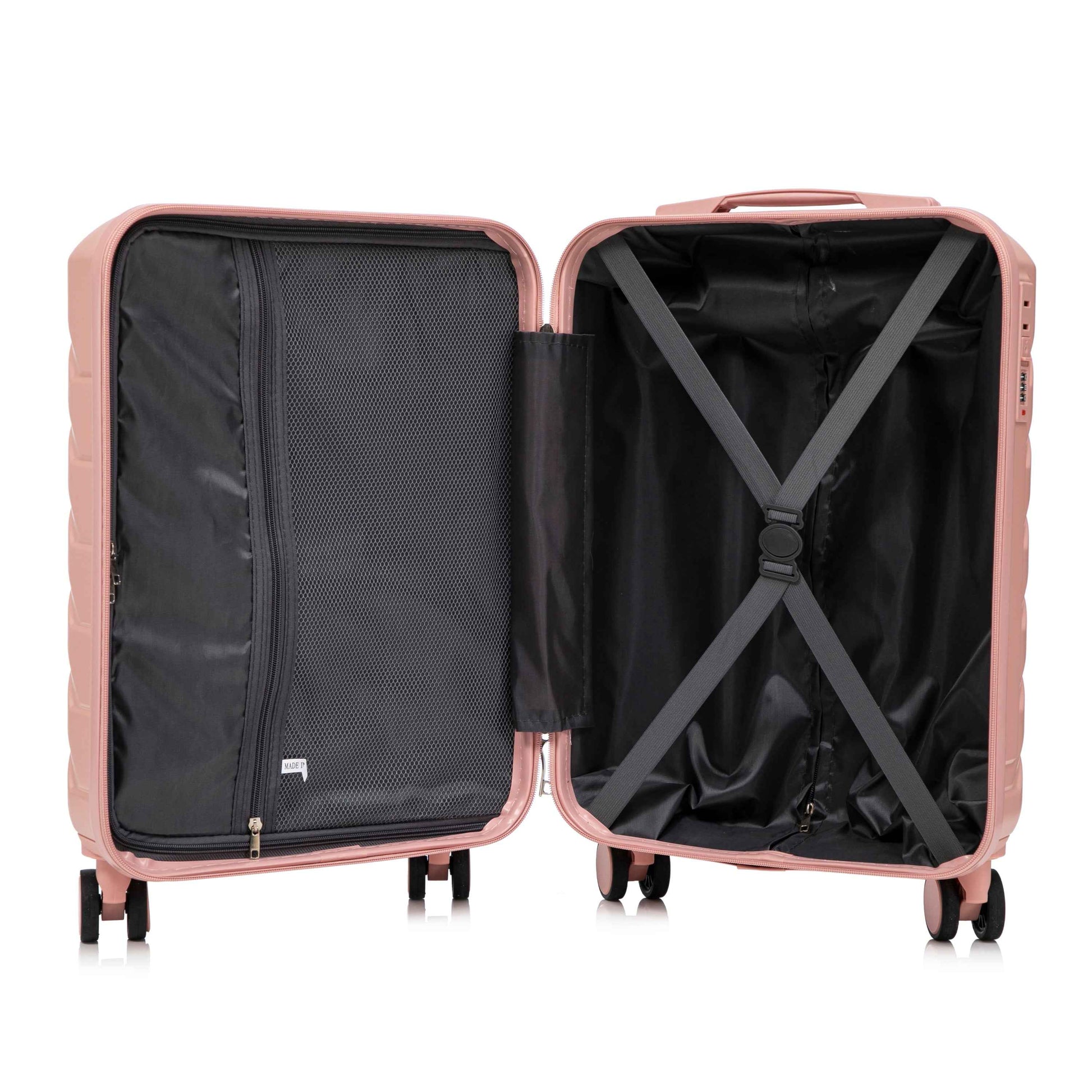 14'/20' 2 pcs/set in ABS Spinner Wheel Luggage, with Combination Lock,14' Cosmetic Case (Pink)