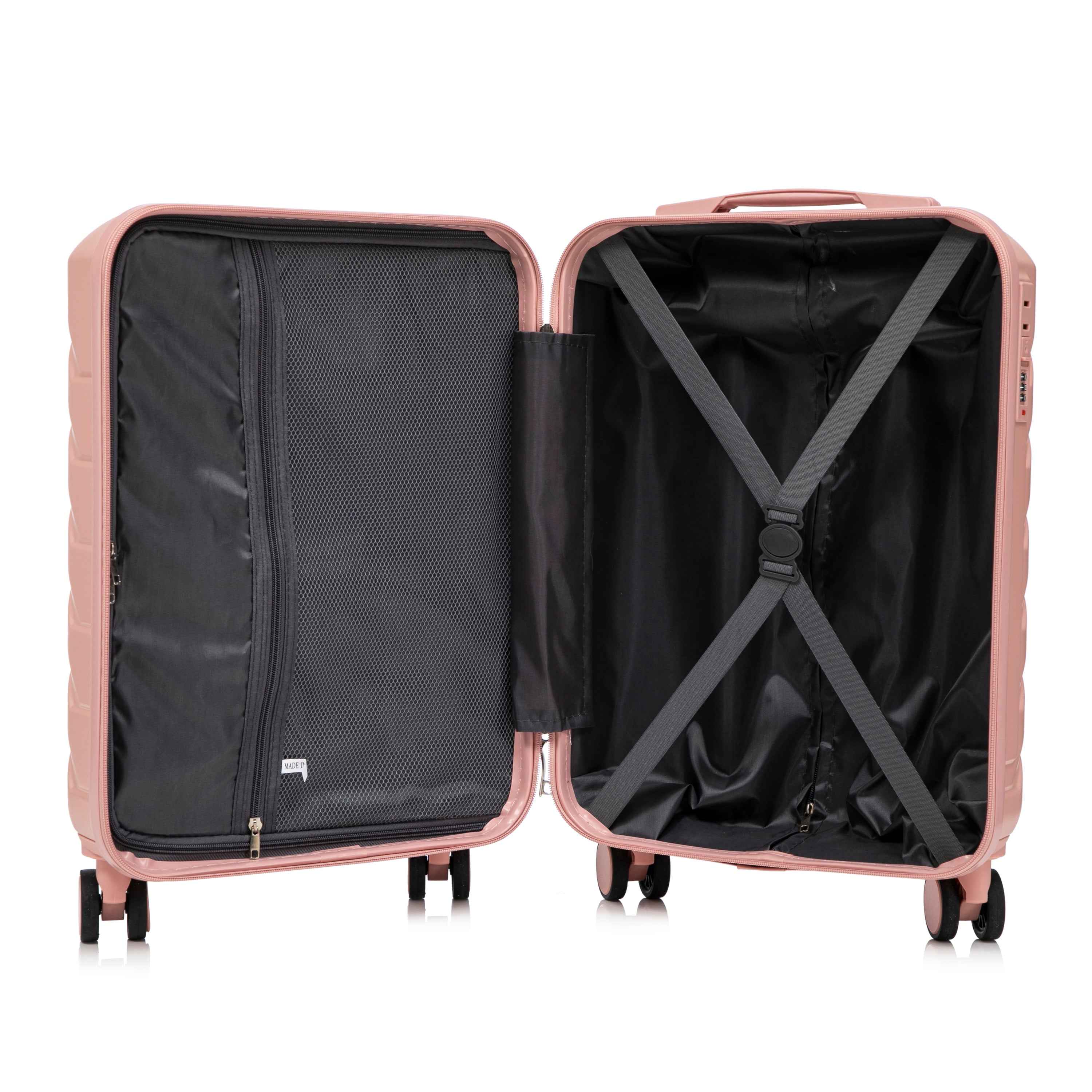 14'/20' 2 pcs/set in ABS Spinner Wheel Luggage, with Combination Lock,14' Cosmetic Case (Pink)