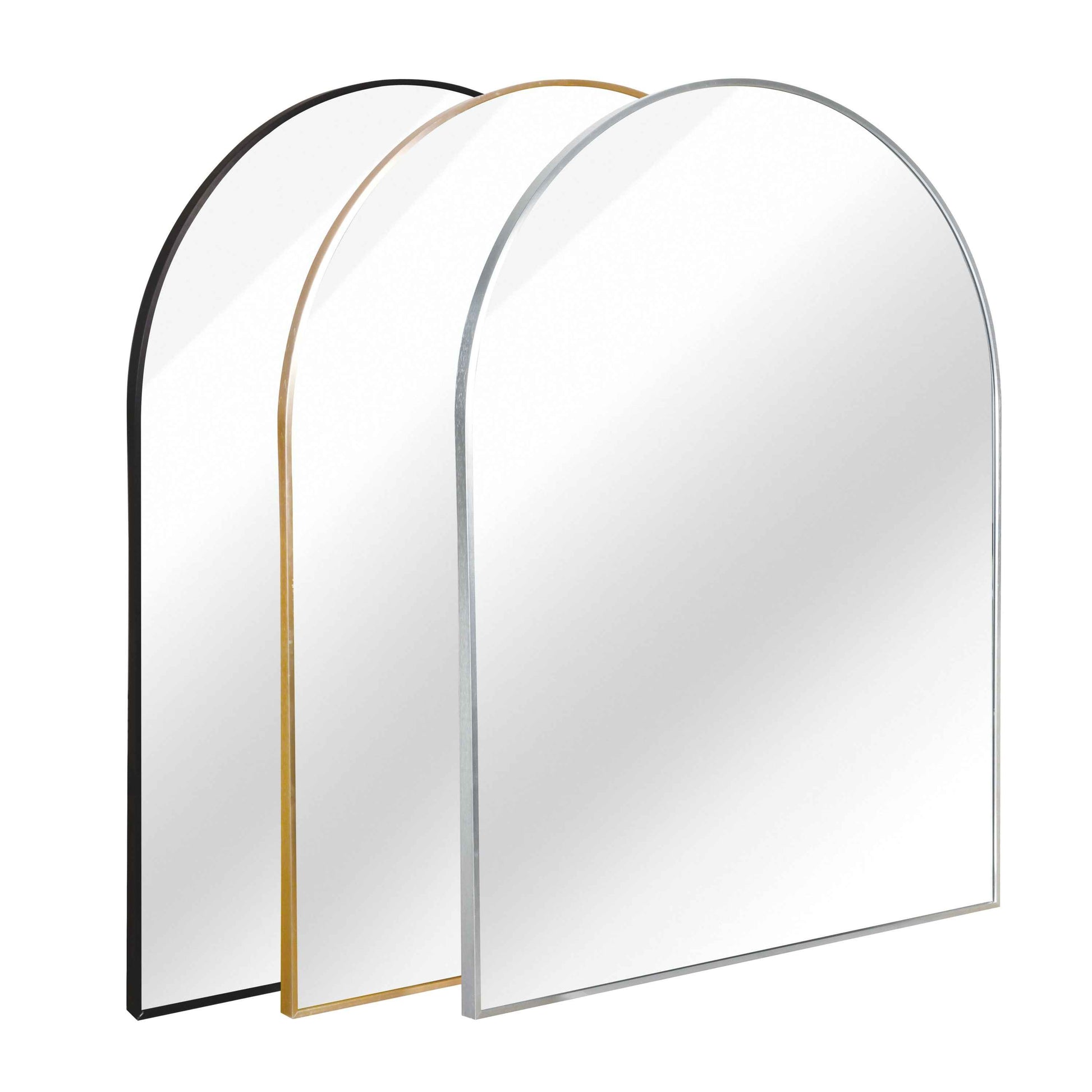 30x36 Inch Gold Metal Framed Arched Bathrrom Mirror for Wall.