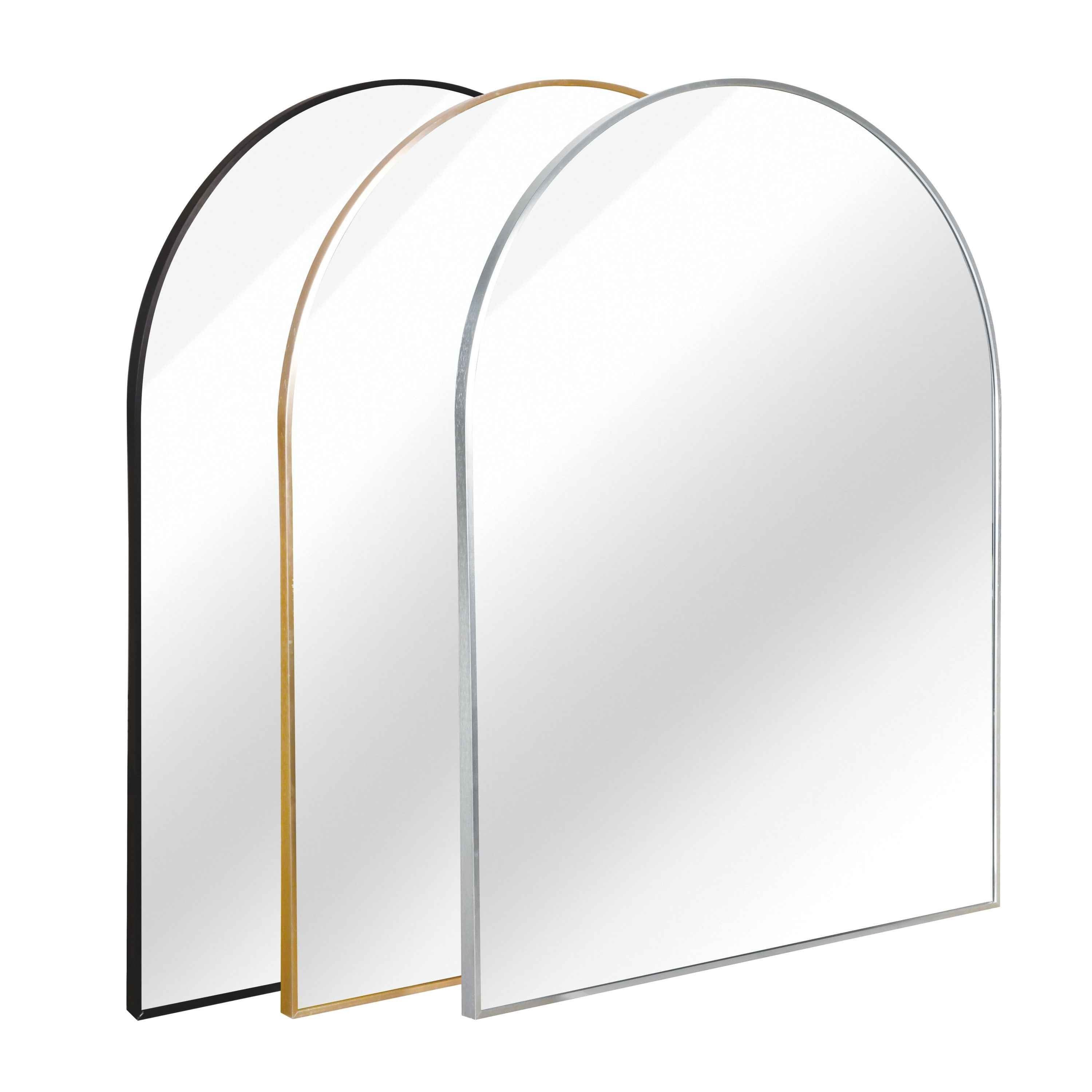 30x36 Inch Gold Metal Framed Arched Bathrrom Mirror for Wall.
