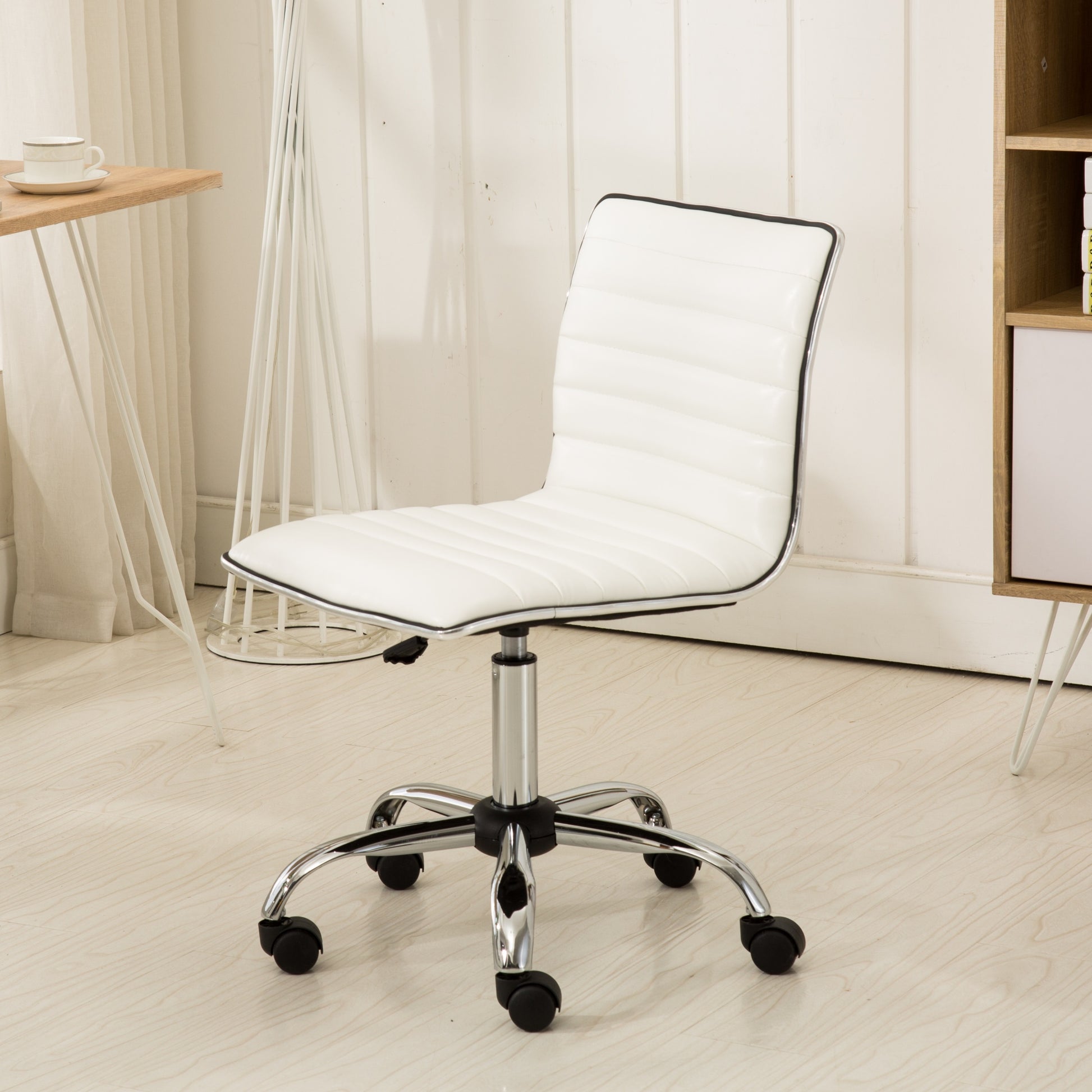 Fremo Chromel Adjustable Air Lift Office Chair, White - Abrihome
