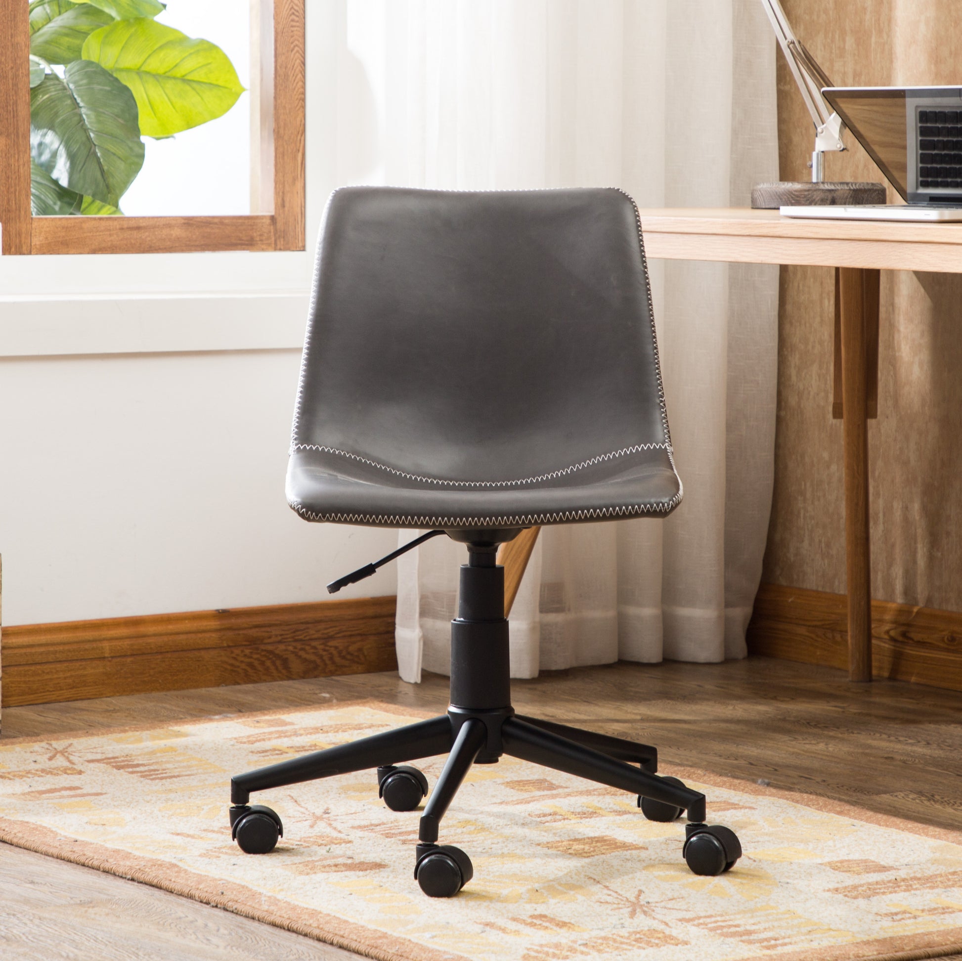 Cesena Faux Leather 360 Swivel Air Lift Office Chair, Antique Gray - Abrihome