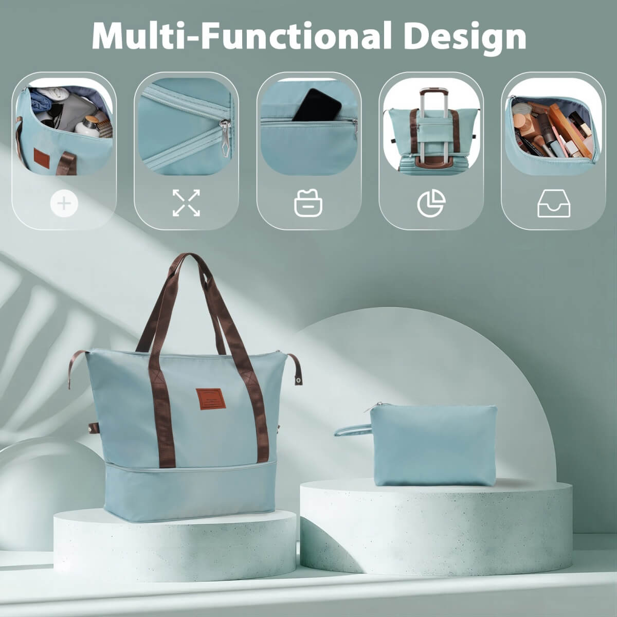 3-Piece Carry-On Luggage Set – Lightweight Hardshell ABS Suitcases, Airline Approved, 20 & 22-Inch, Blue