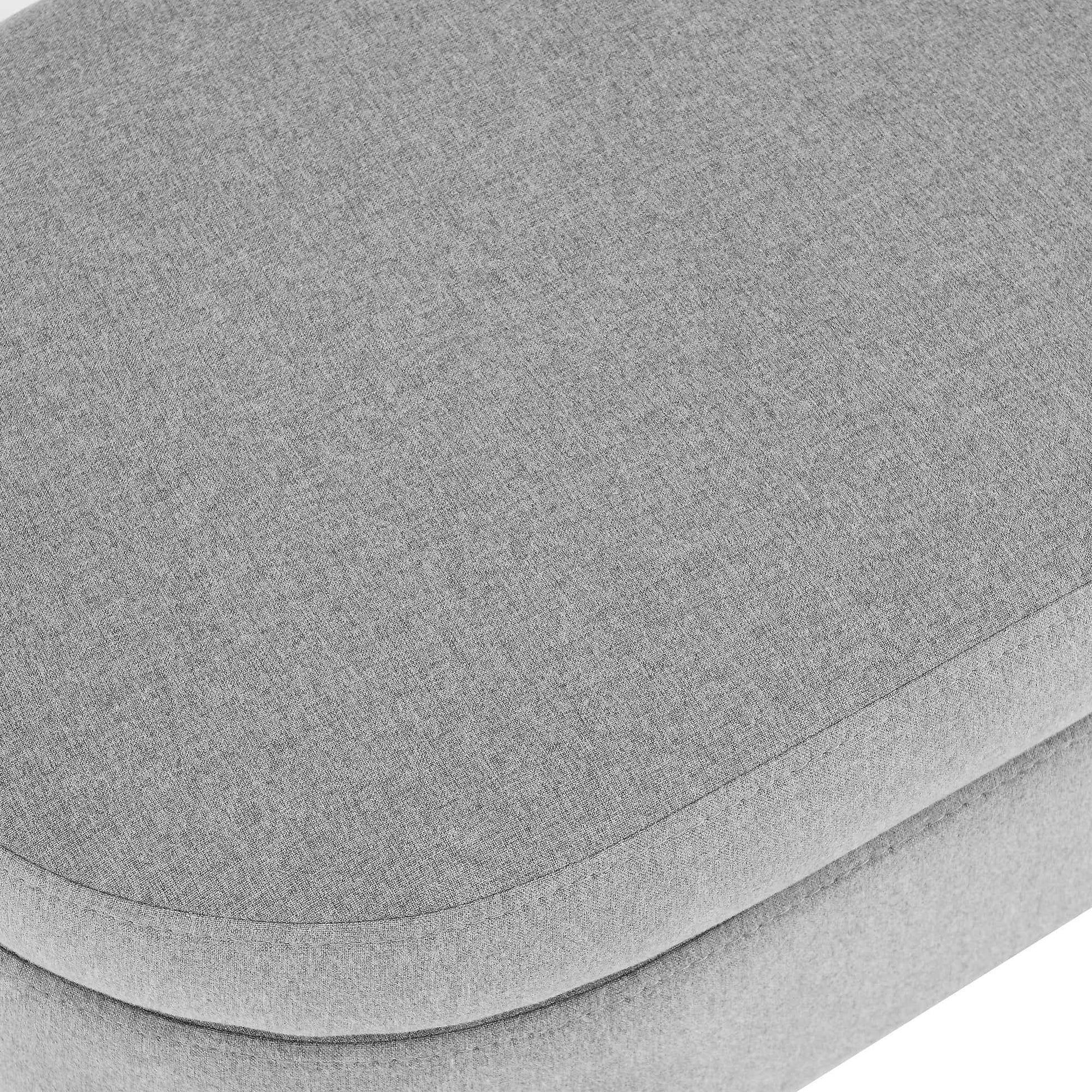 Ottoman Oval Storage Bench with Rubber Wood Legs, Grey Linen, 43.5'x16'x16'