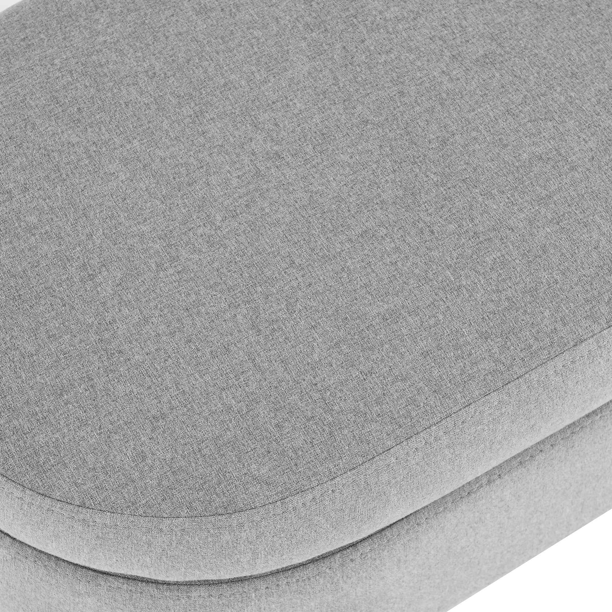 Ottoman Oval Storage Bench with Rubber Wood Legs, Grey Linen, 43.5'x16'x16'