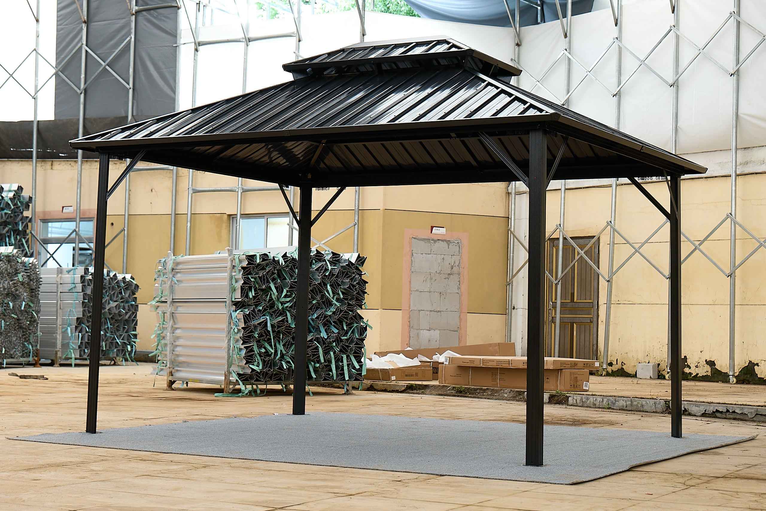 10*10FT patic gazebo,aluminum gazebo with steel canopy,Outdoor Permanent Hardtop Gazebo Canopy for Patio, Garden, Backyard