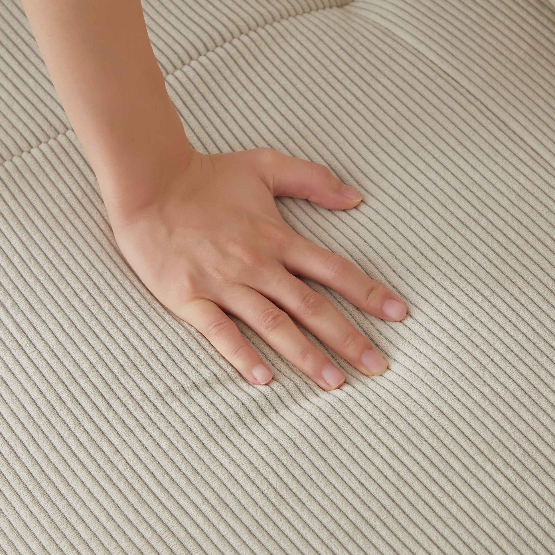 113' Modern L-Shaped Modular Sectional Sofa for Living Room, Corduroy Upholstery beige, Oversized 3-Seater Couch with Deep Seat and Movable Ottoman – No Assembly