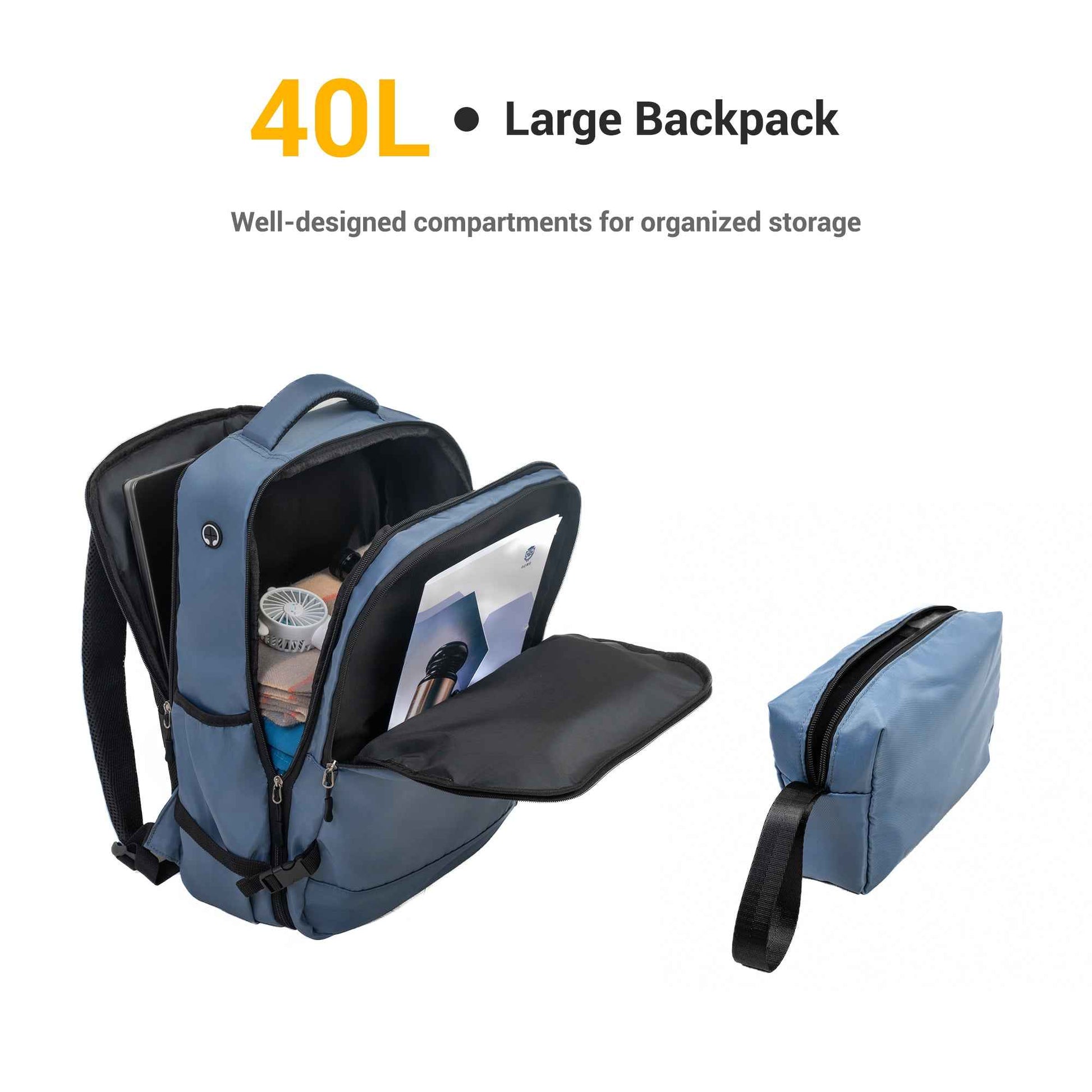 9-Piece Set (20'24'28 + a backpack, a toiletry bag, and 4 storage bags) ,ABS+PC Hardshell Carry on Luggage Set with TSA Lock Carry On Suitcase Luggage Durable Suitcase Color BLUE