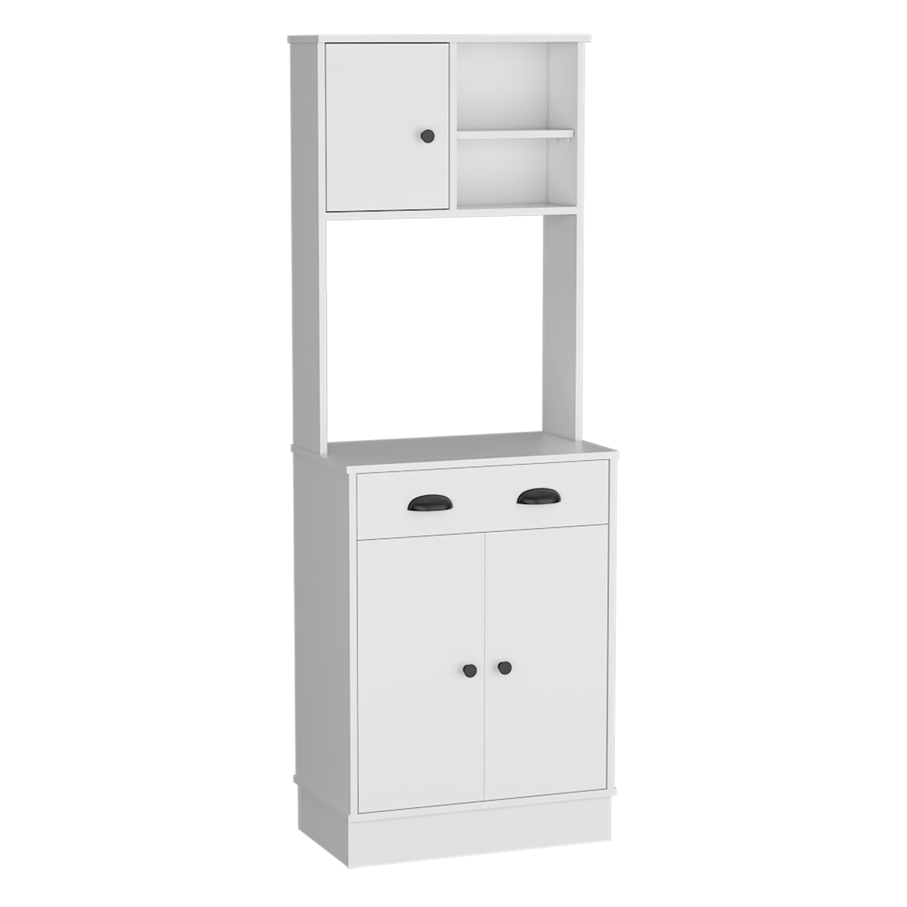 Pantry Cabinet with Drawer and 3-Doors, White -Kitchen