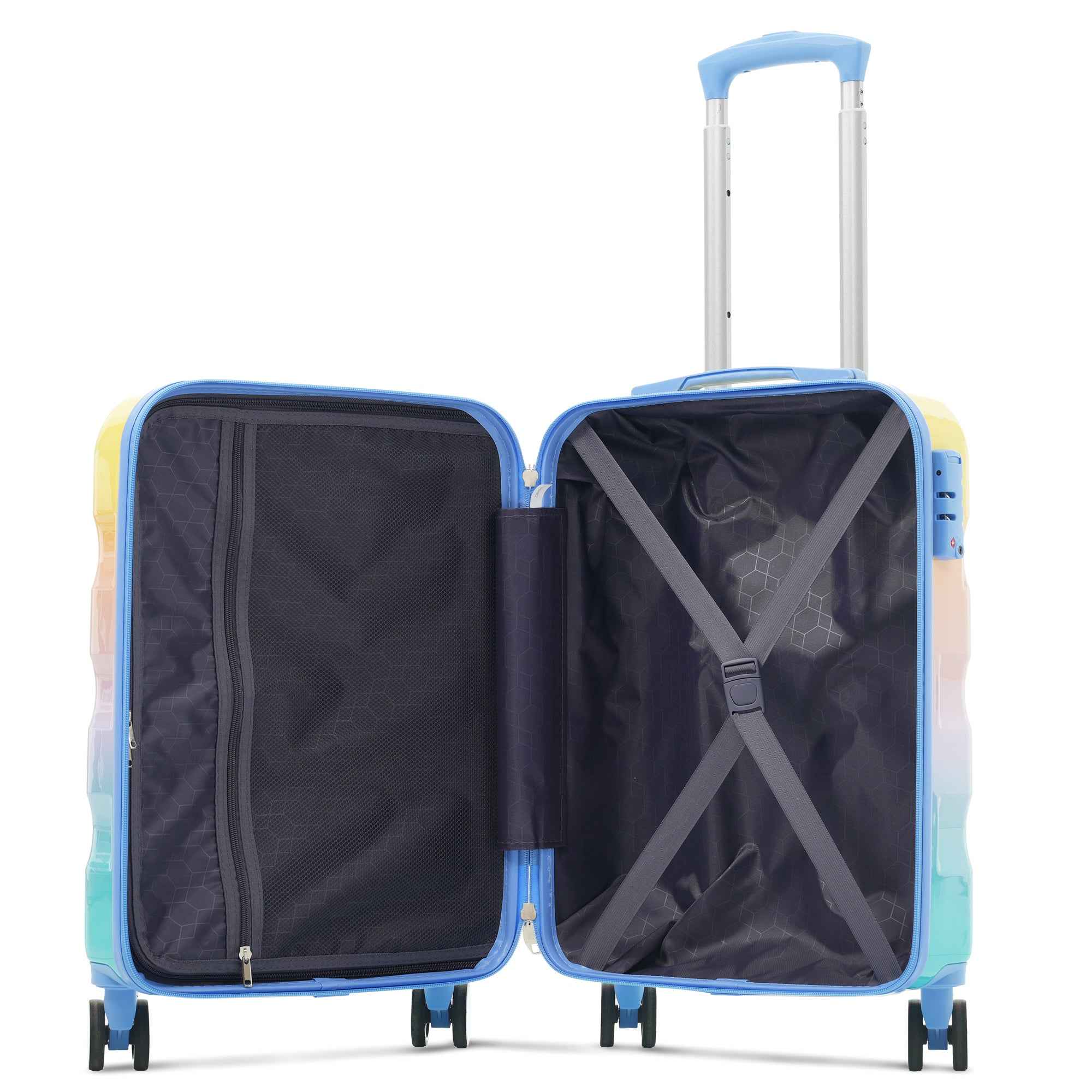 20' Carry-on Luggage with Cup Holder – Lightweight Glossy Hardshell Suitcases with Spinner Wheels, TSA Lock, Airline Approved, 2 Piece Set