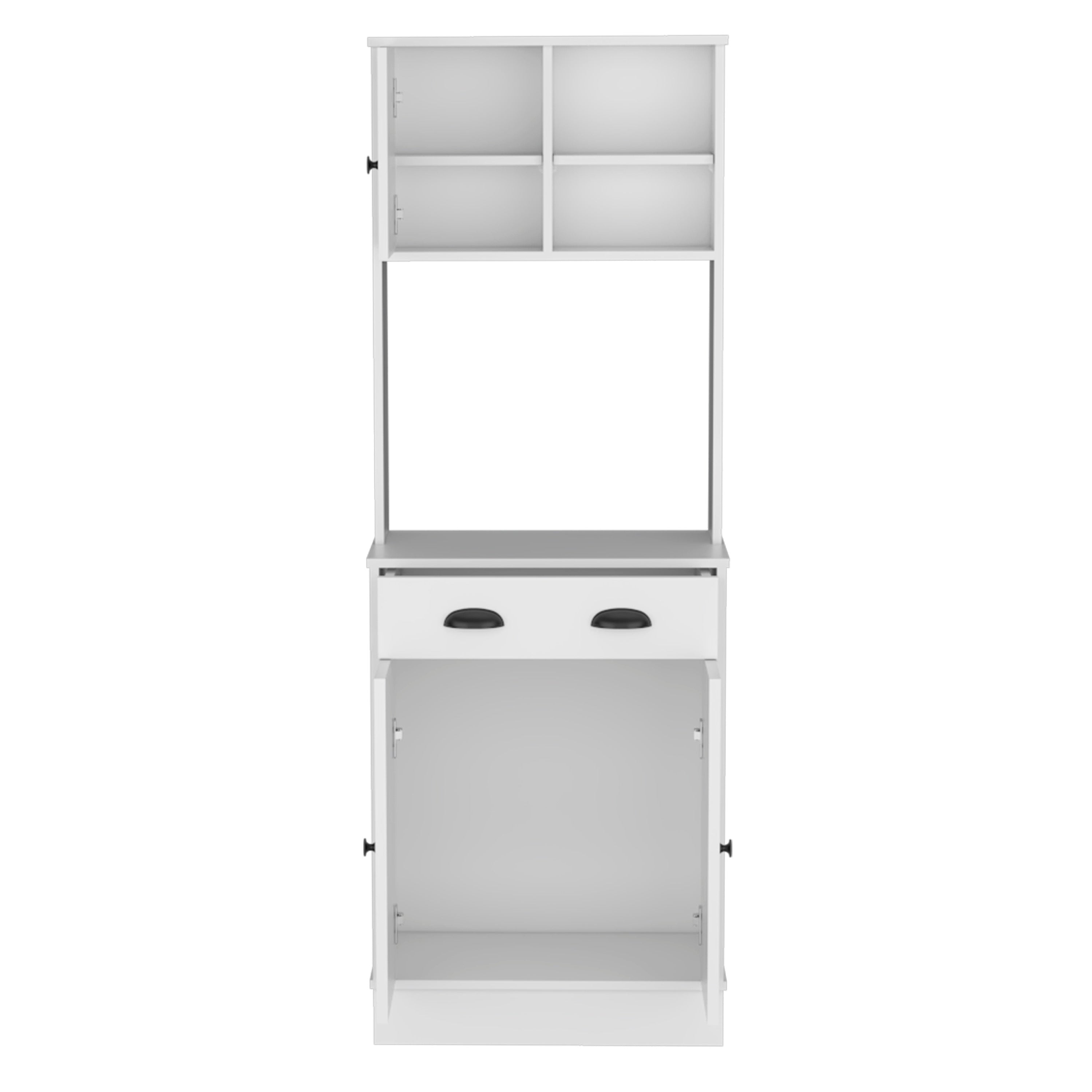 Pantry Cabinet with Drawer and 3-Doors, White -Kitchen