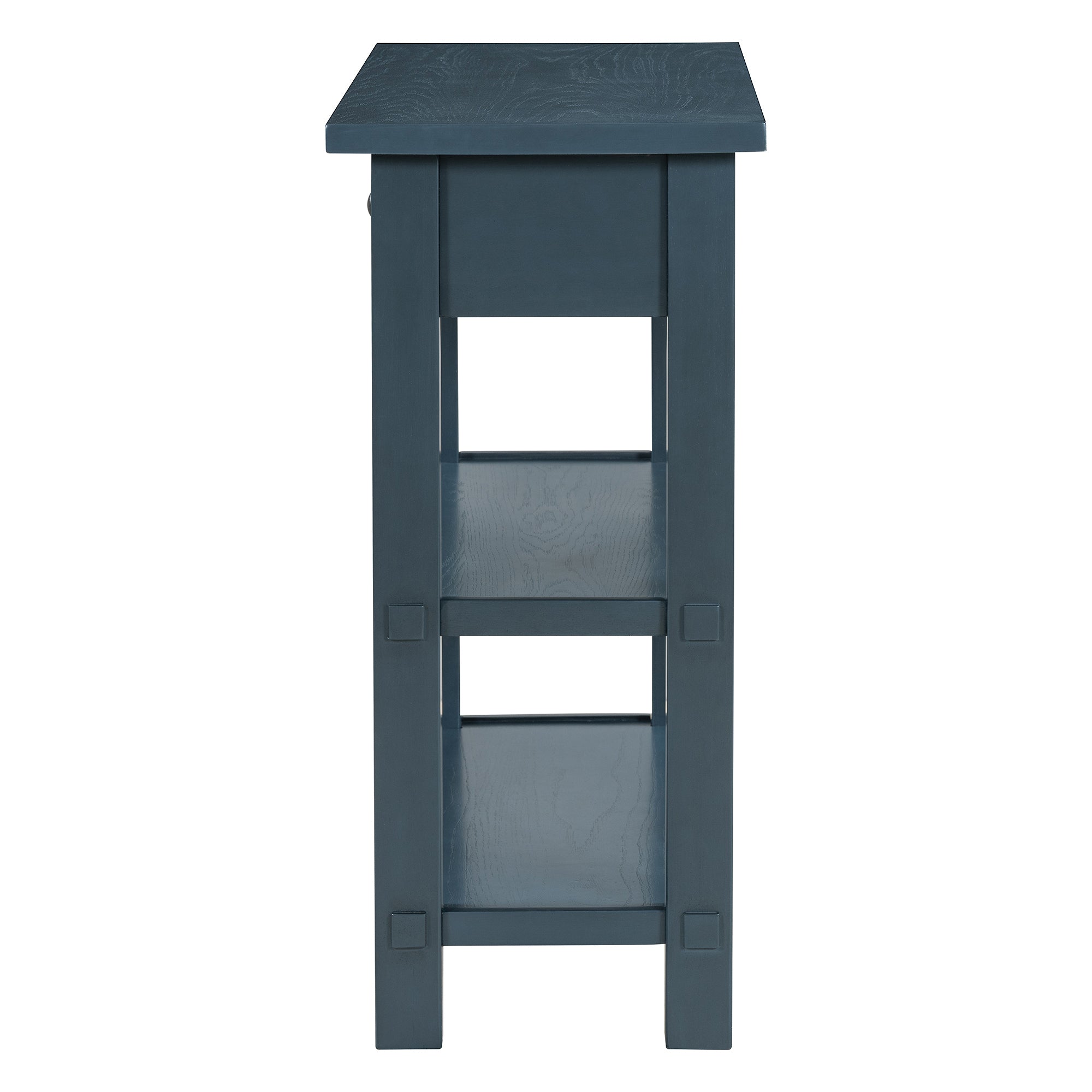 TREXM Retro Console Table with Drawer and Two Sturdy Shelves for Entryway, Living Room (Navy)