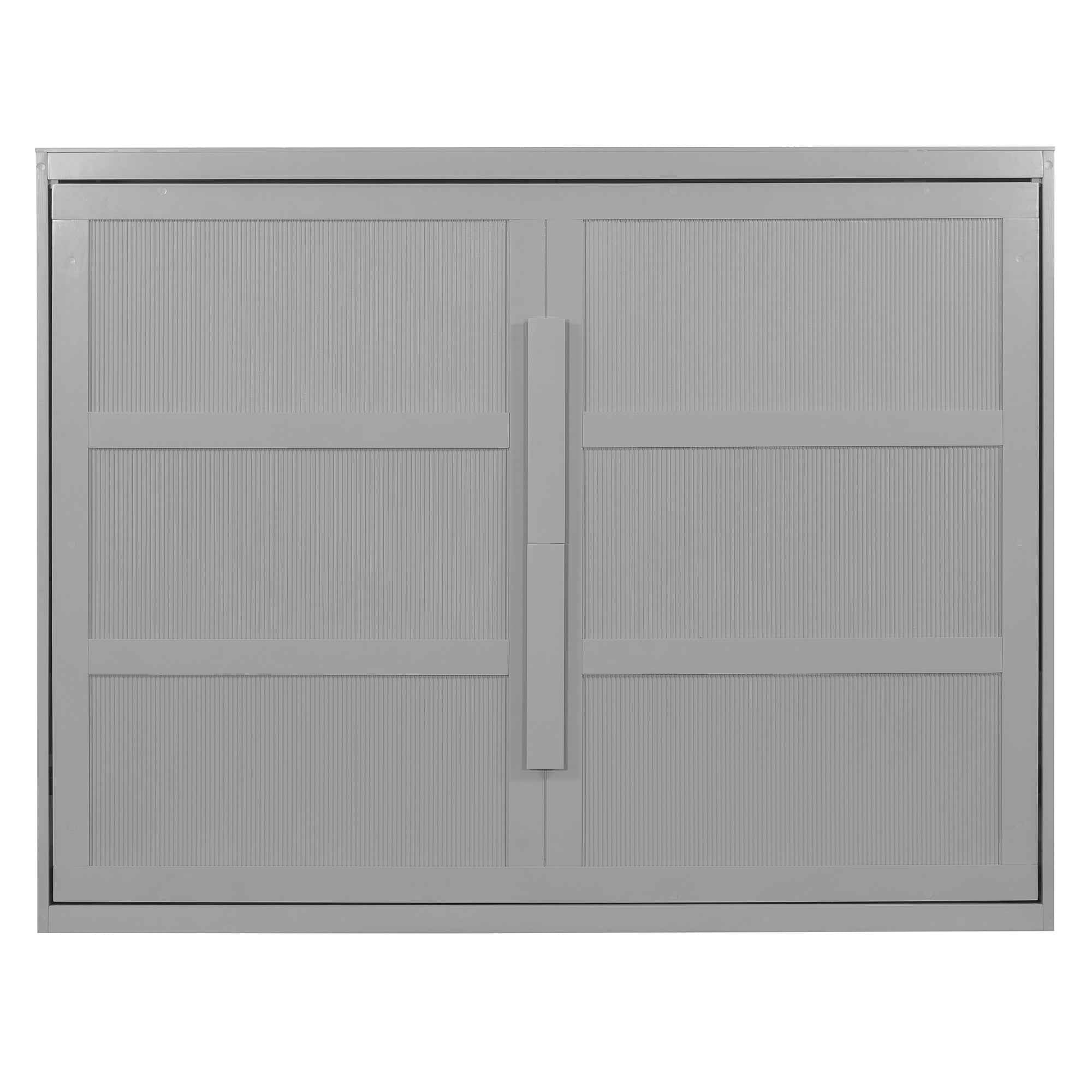 Queen Size Murphy Bed Wall Bed Modern design with LED Lights,Gray