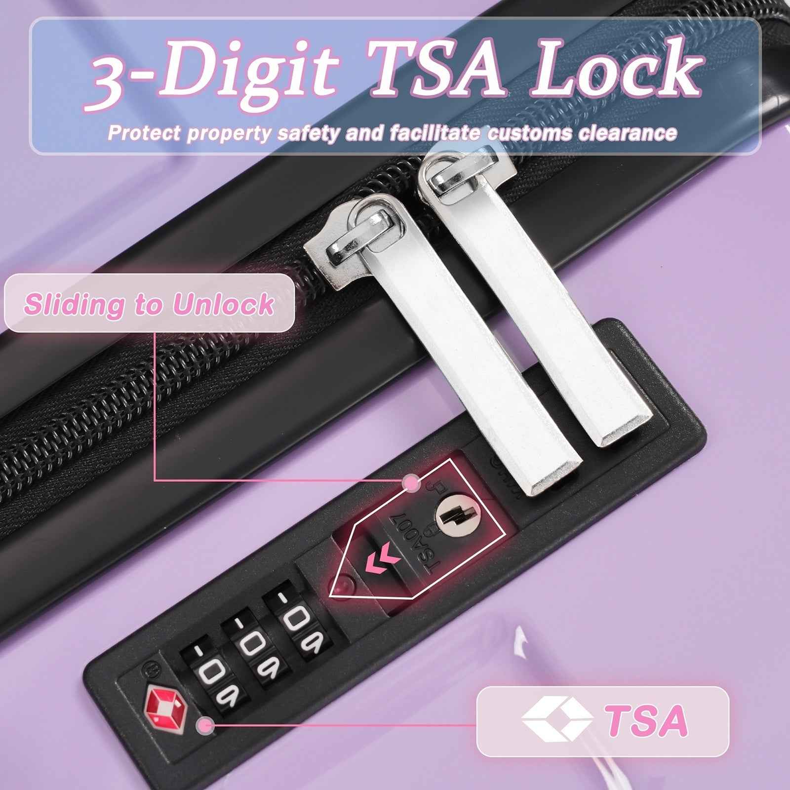 Luggage Sets 3 Piece Suitcase Set with Spinner Wheels, Built-in TSA Lock, Foldable Duffel Bag for Travel Men & Women,20inch 24inch